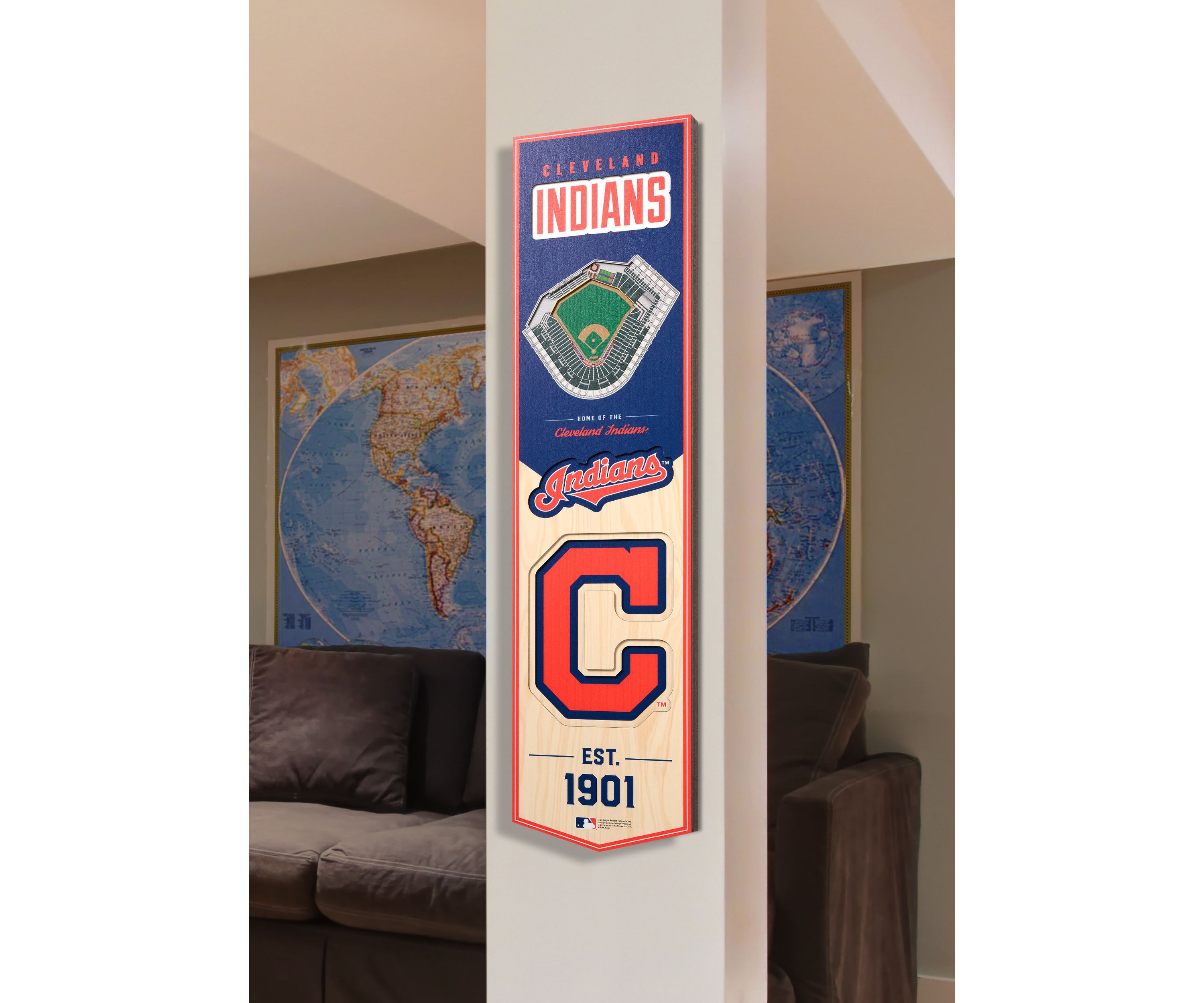 YouTheFan MLB Cleveland Guardians 3D Stadium 8x32 Banner - Progressive Field