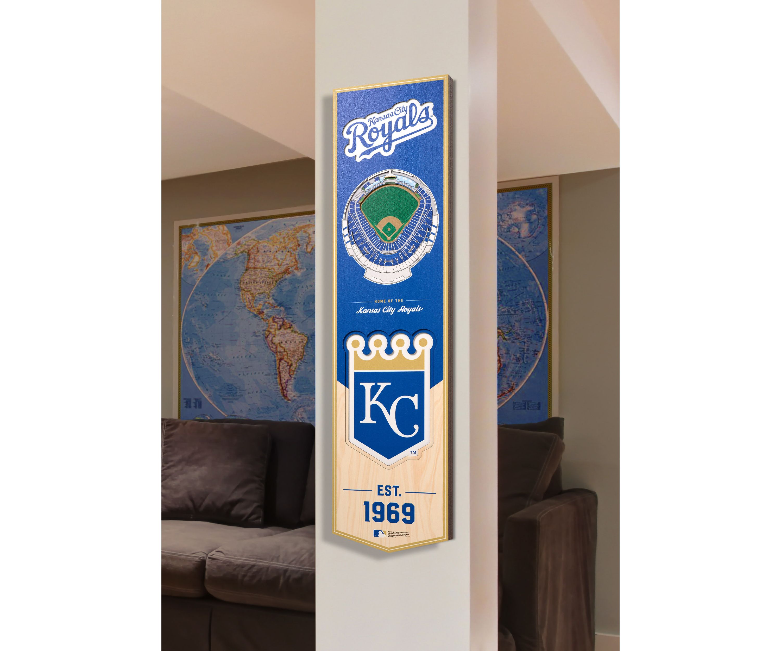 YouTheFan MLB Kansas City Royals 3D Stadium 8x32 Banner - Kauffman Stadium