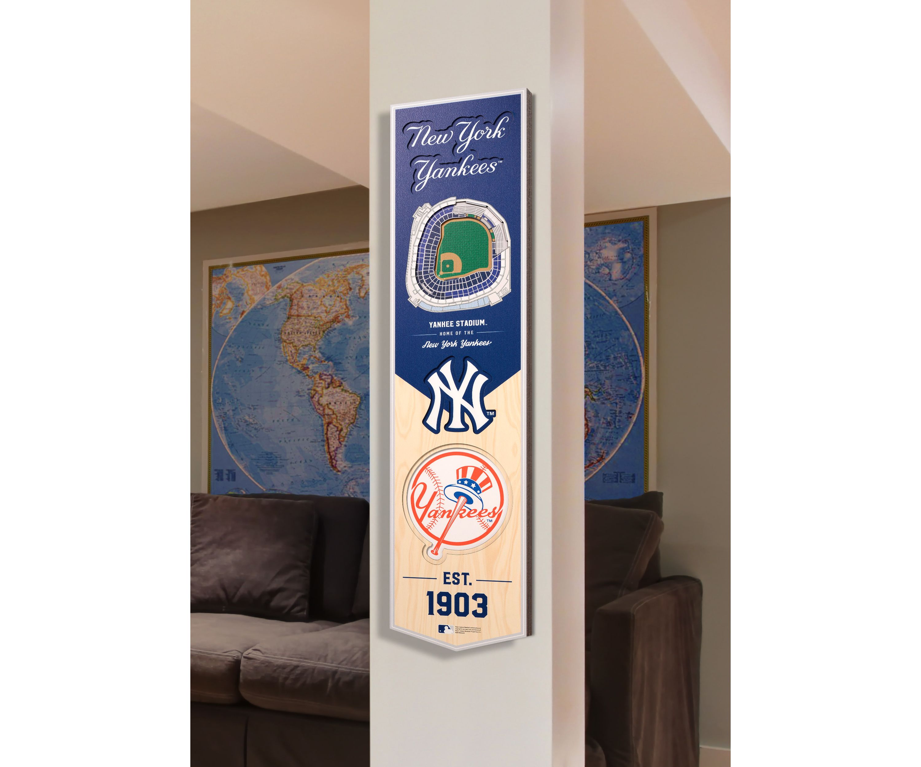 YouTheFan MLB New York Yankees 3D Stadium 8x32 Banner - Yankee Stadium