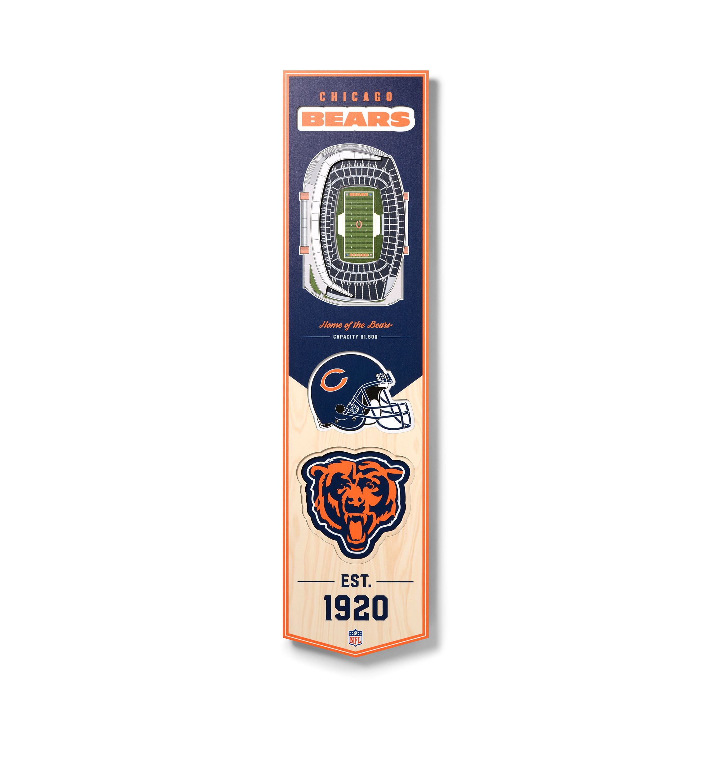 YouTheFan NFL Chicago Bears 3D Stadium 8x32 Banner - Soldier Field
