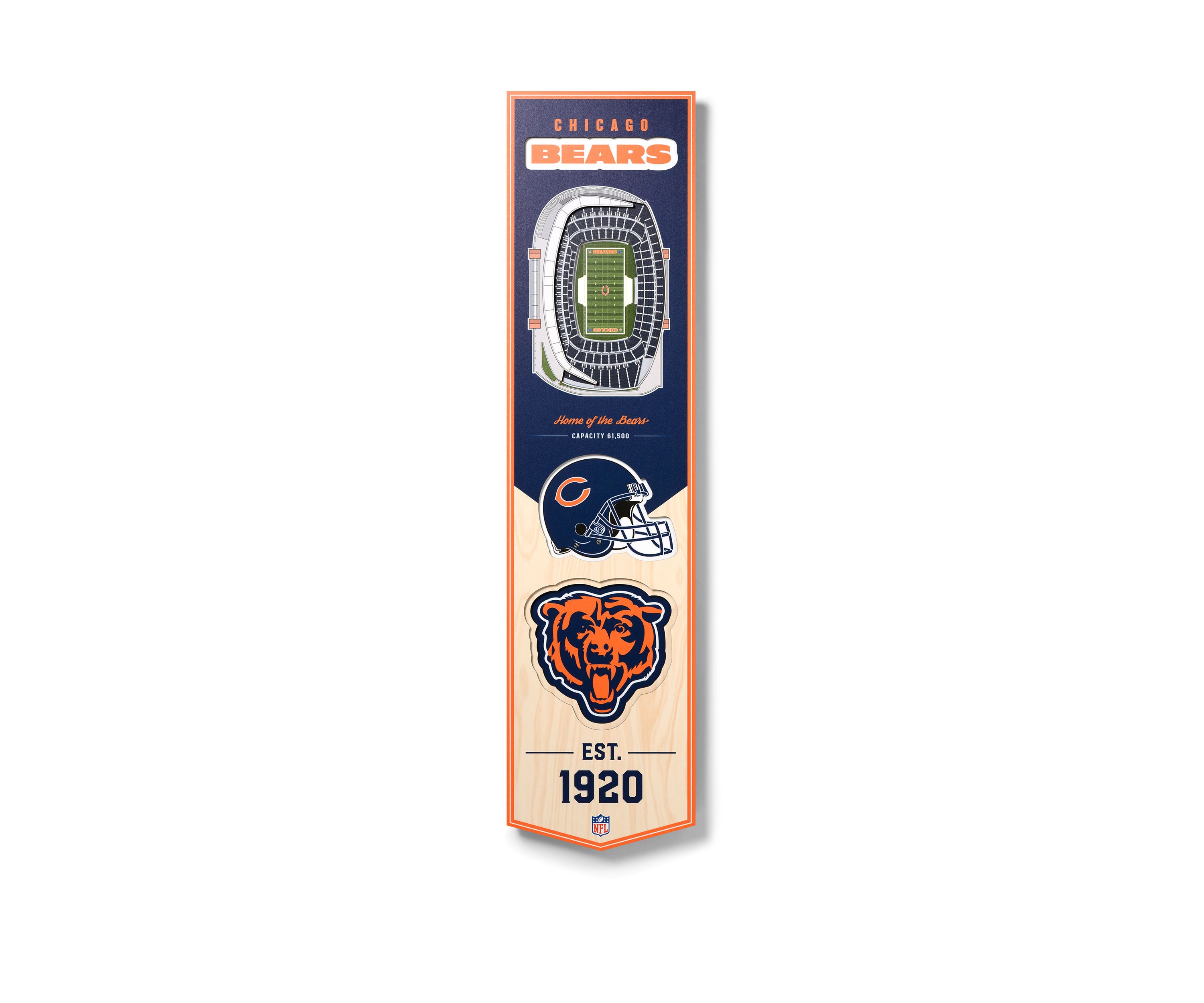 YouTheFan NFL Chicago Bears 3D Stadium 8x32 Banner - Soldier Field