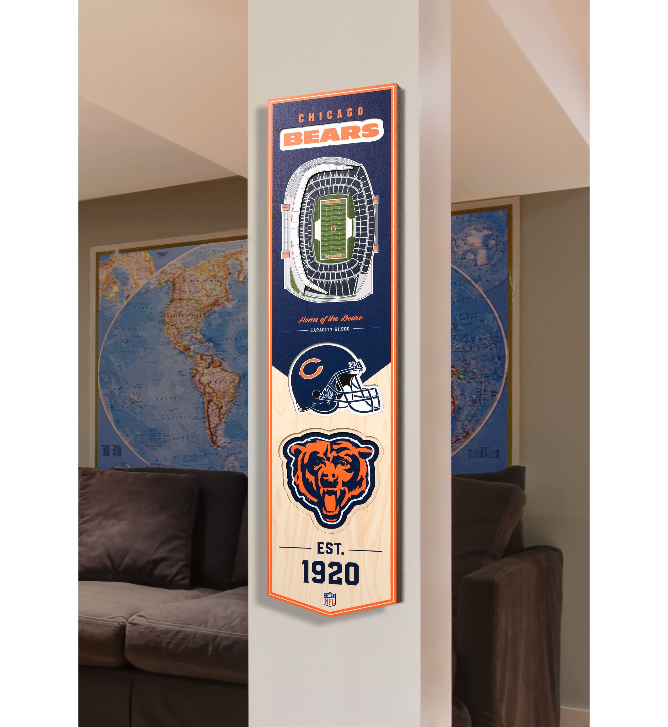 YouTheFan NFL Chicago Bears 3D Stadium 8x32 Banner - Soldier Field