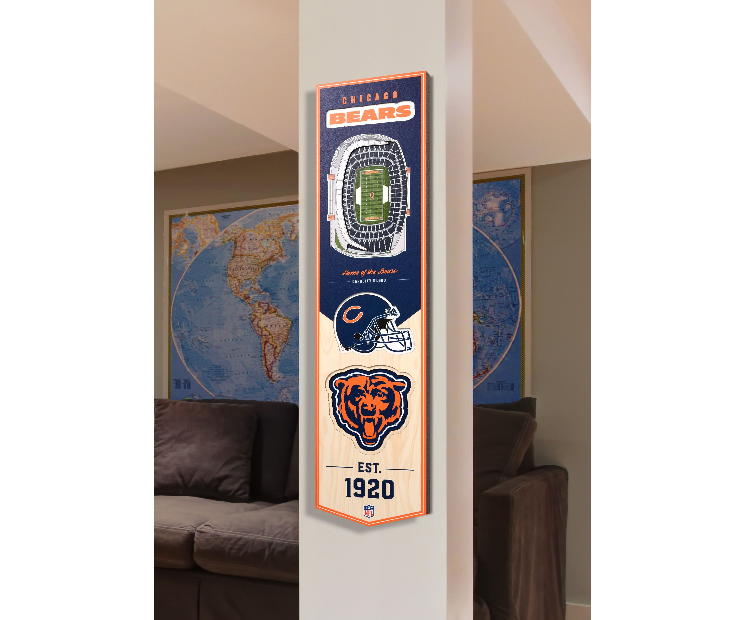 YouTheFan NFL Chicago Bears 3D Stadium 8x32 Banner - Soldier Field
