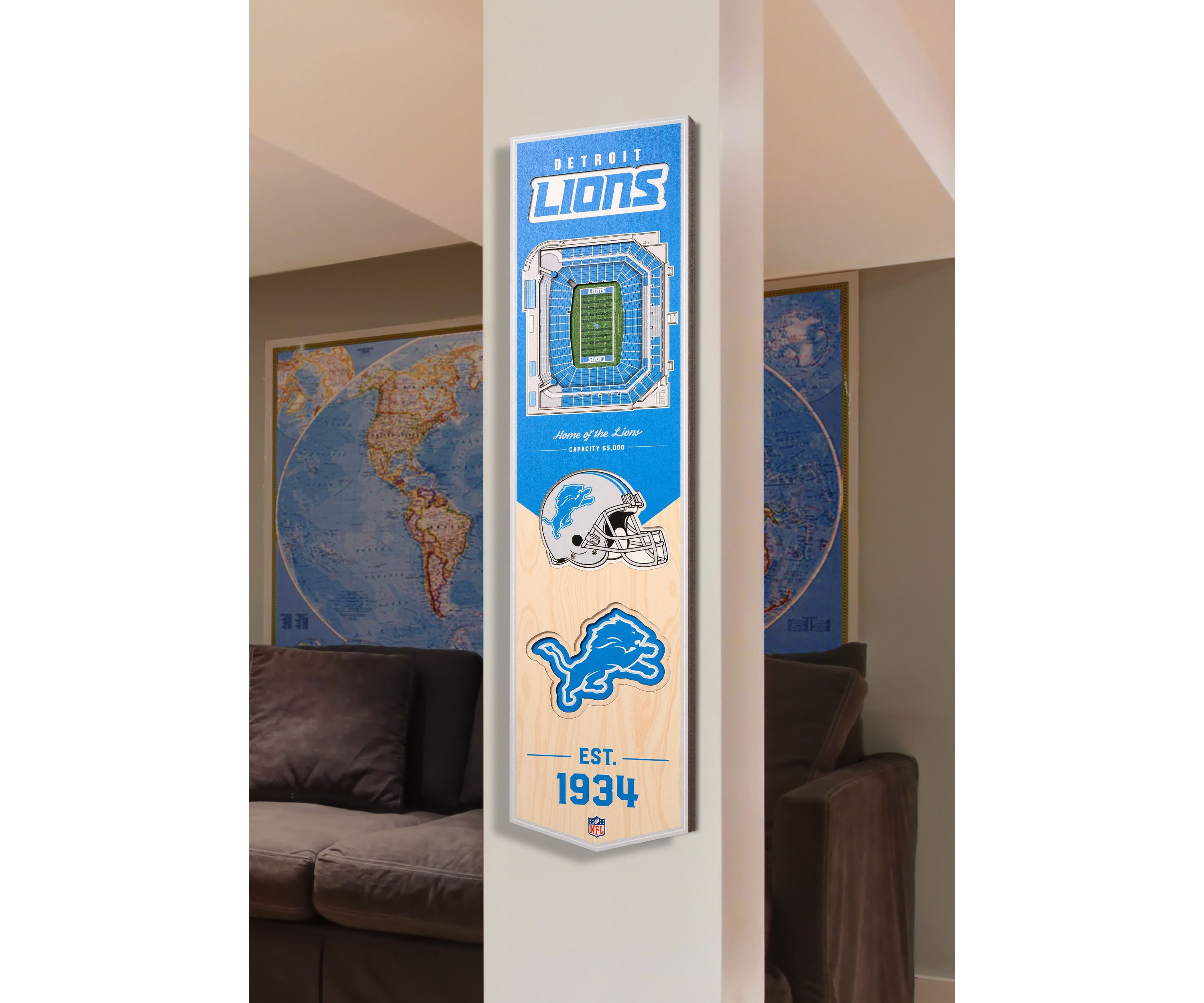YouTheFan NFL Detroit Lions 3D Stadium 8x32 Banner - Ford Field