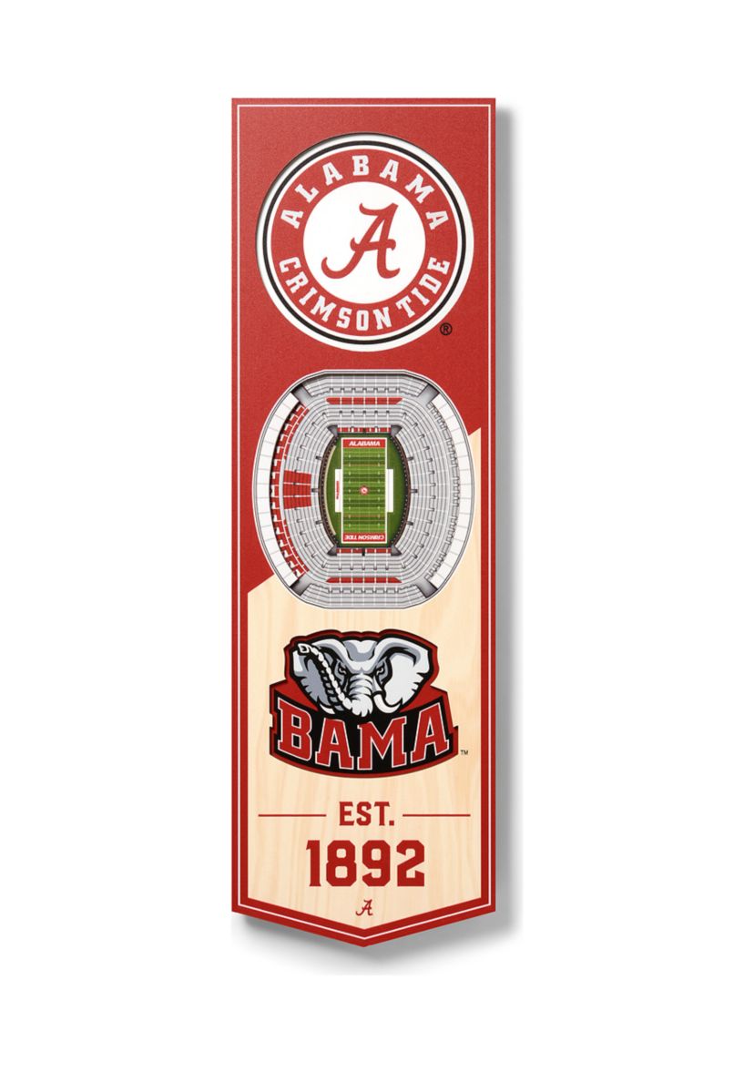 YouTheFan NCAA Alabama Crimson Tide 3D Stadium 6x19 Banner - Denny Stadium