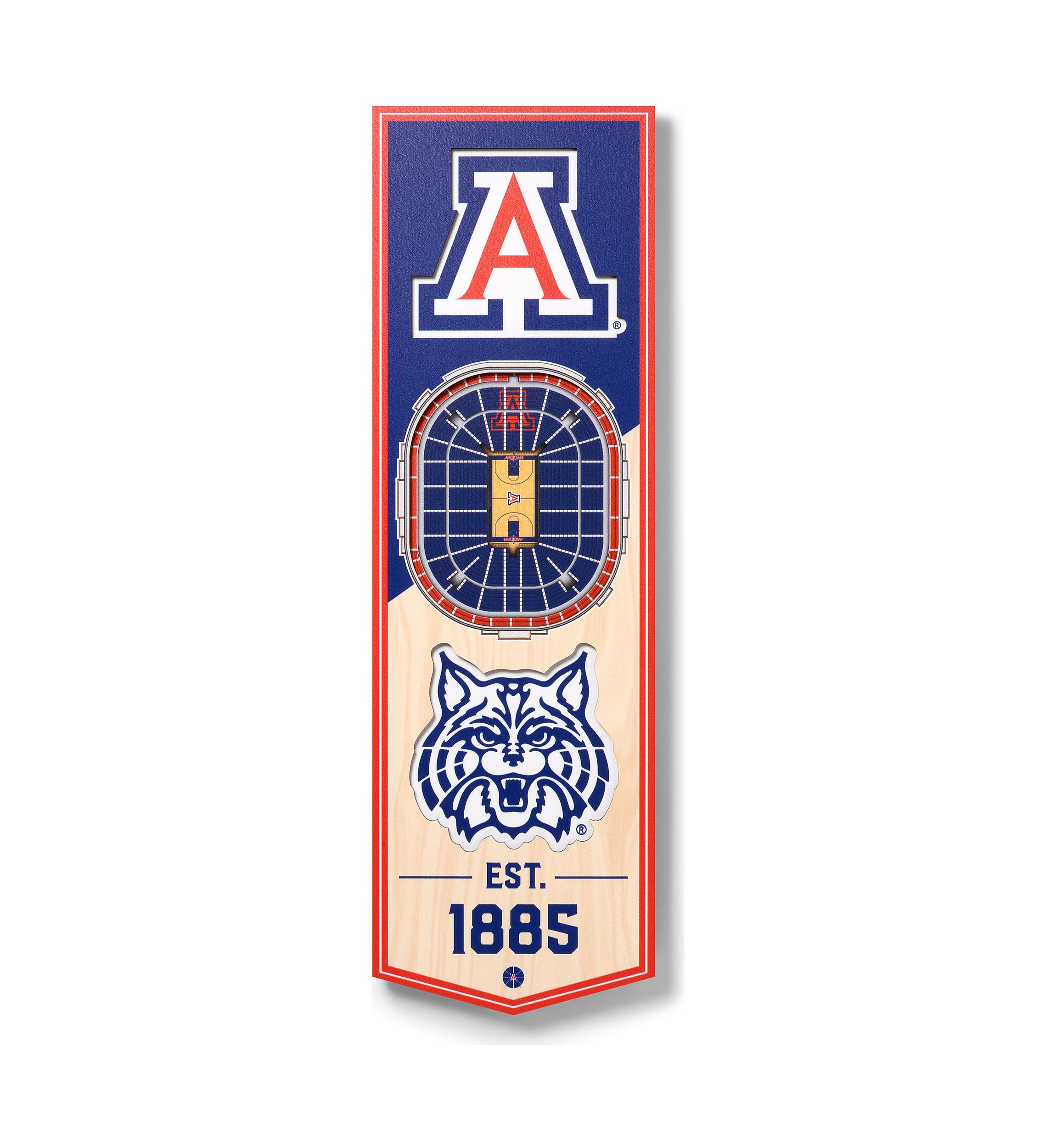 YouTheFan NCAA Arizona Wildcats 3D Stadium 6x19 Banner - McKale Memorial Center