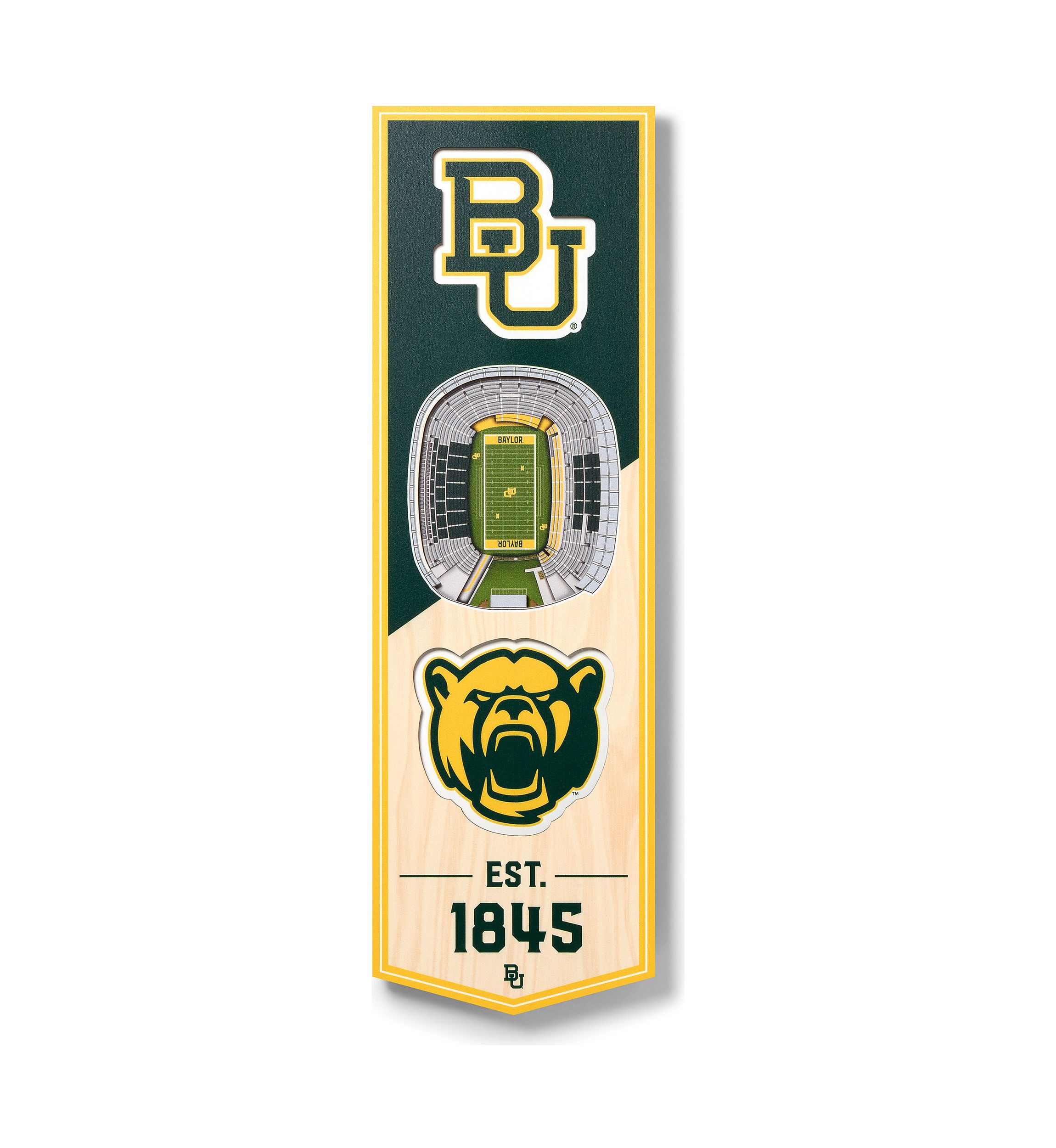 YouTheFan NCAA Baylor Bears 3D Stadium 6x19 Banner - McLane Stadium