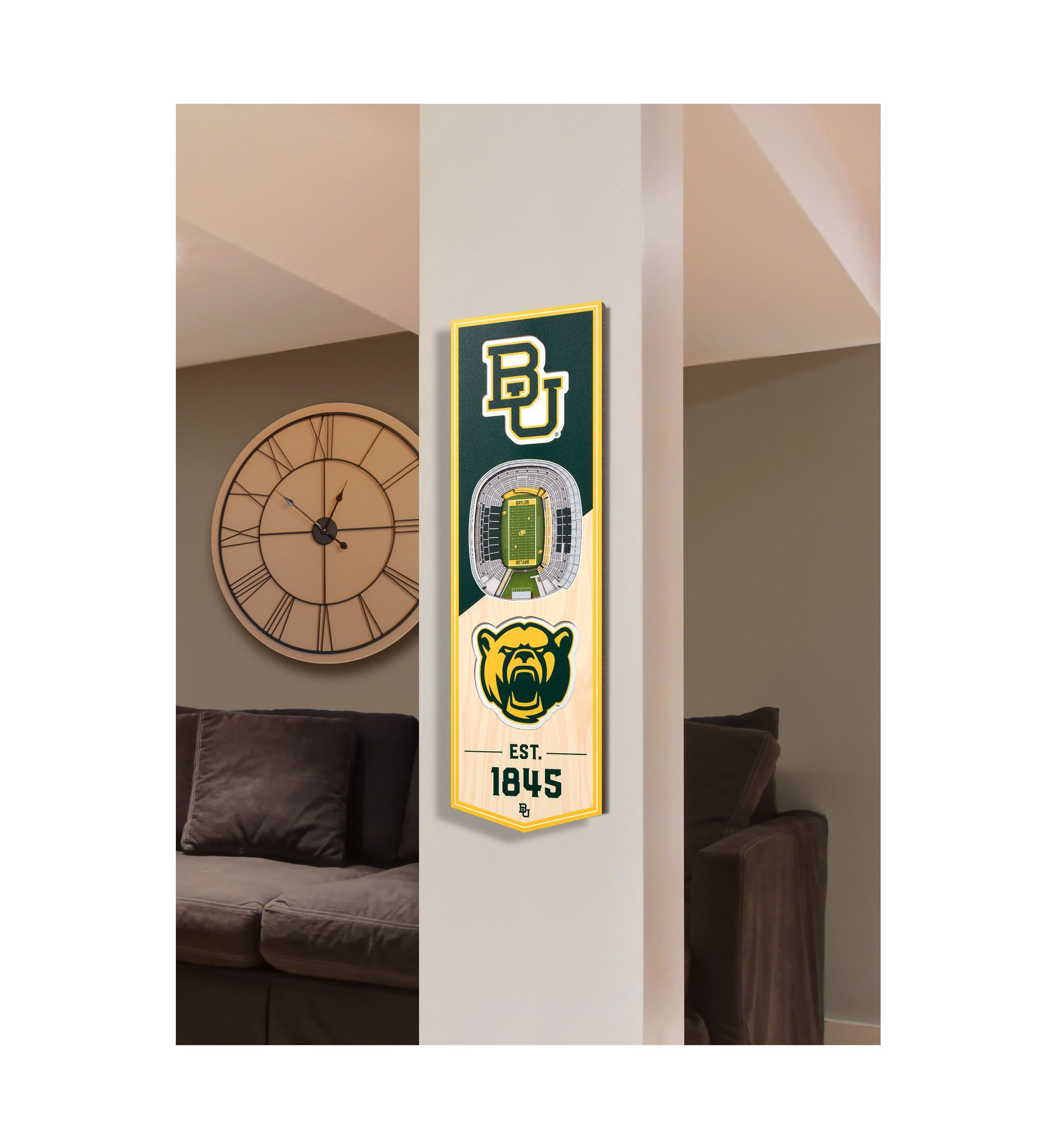 YouTheFan NCAA Baylor Bears 3D Stadium 6x19 Banner - McLane Stadium