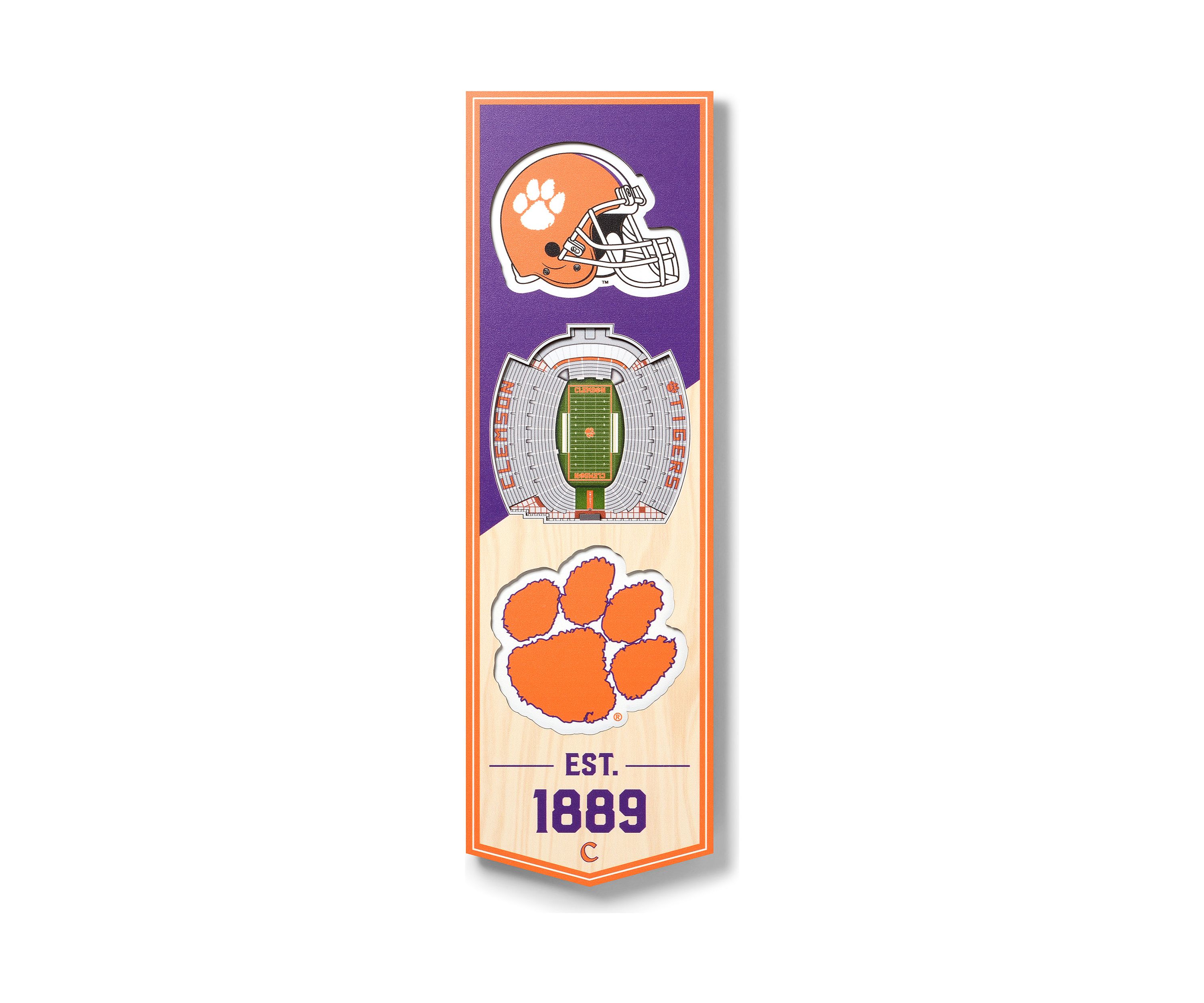 YouTheFan NCAA Clemson Tigers 3D Stadium 6x19 Banner - Memorial Stadium
