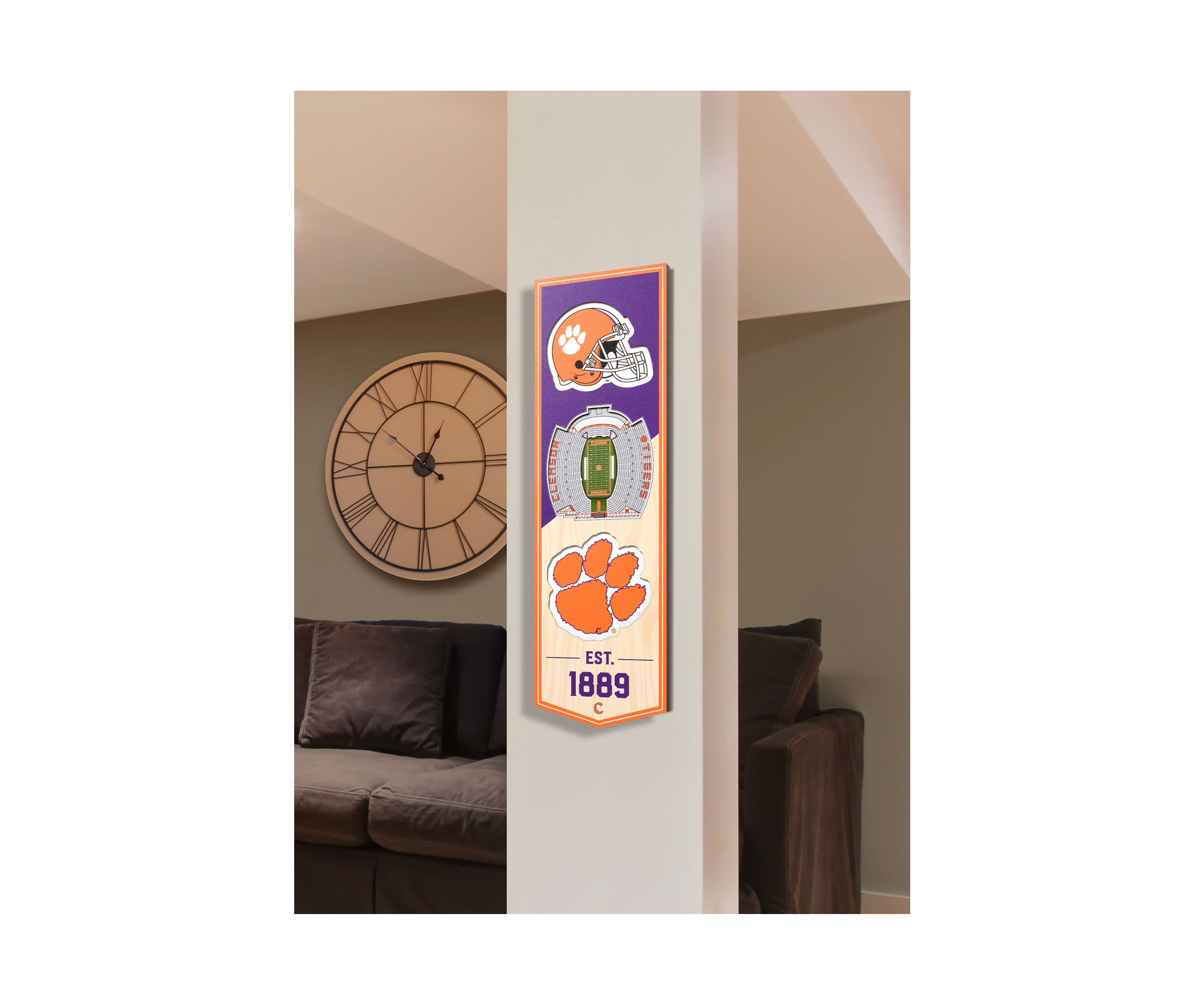 YouTheFan NCAA Clemson Tigers 3D Stadium 6x19 Banner - Memorial Stadium