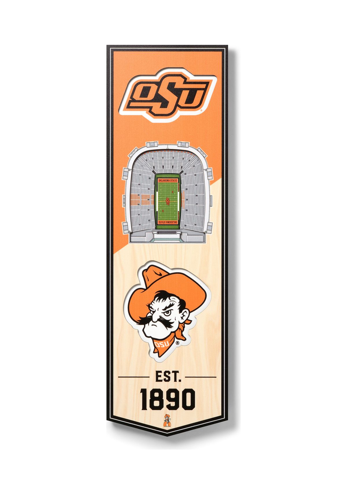 YouTheFan NCAA Oklahoma State Cowboys 3D Stadium 6x19 Banner - Boone Pickens Stadium