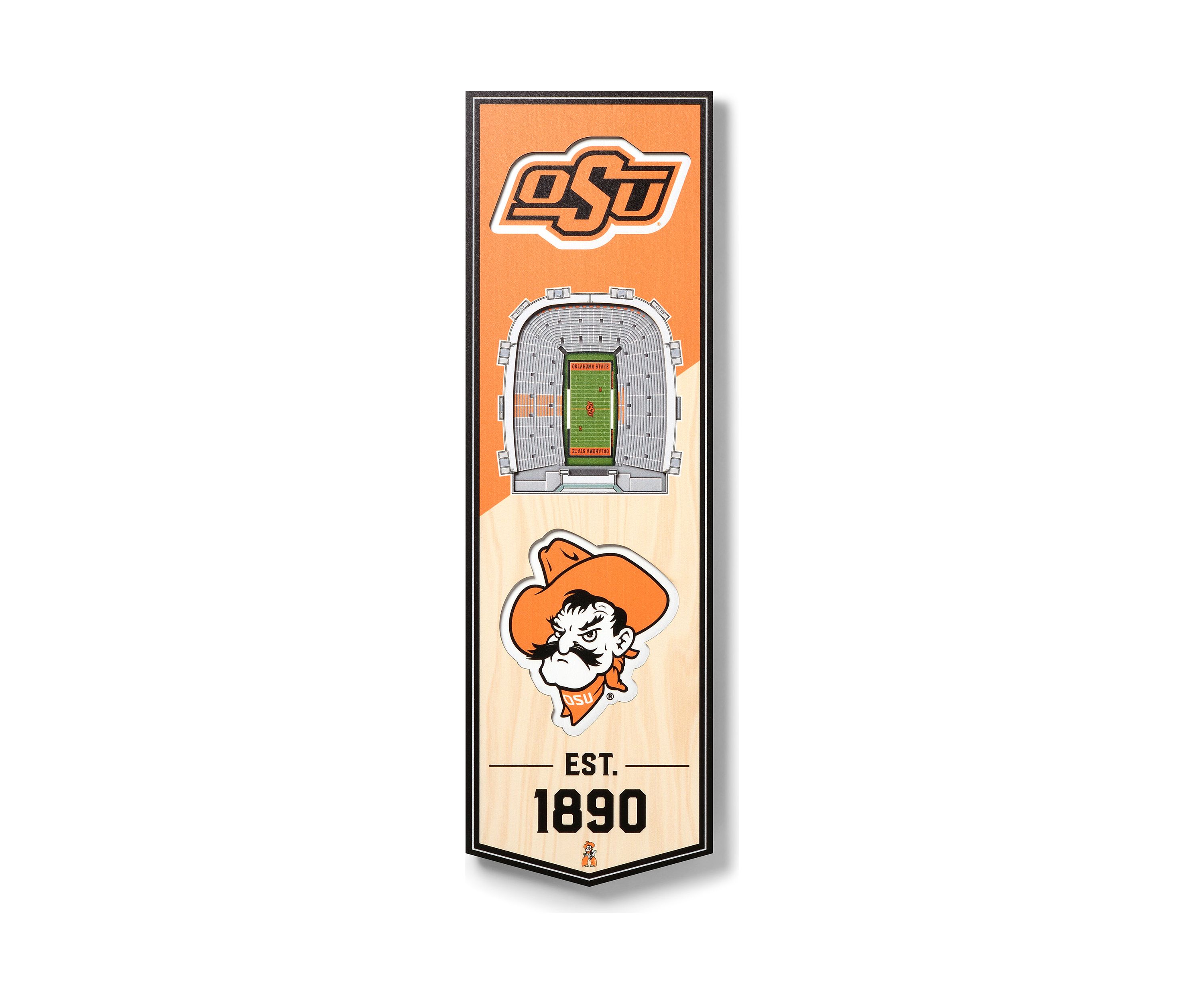 YouTheFan NCAA Oklahoma State Cowboys 3D Stadium 6x19 Banner - Boone Pickens Stadium