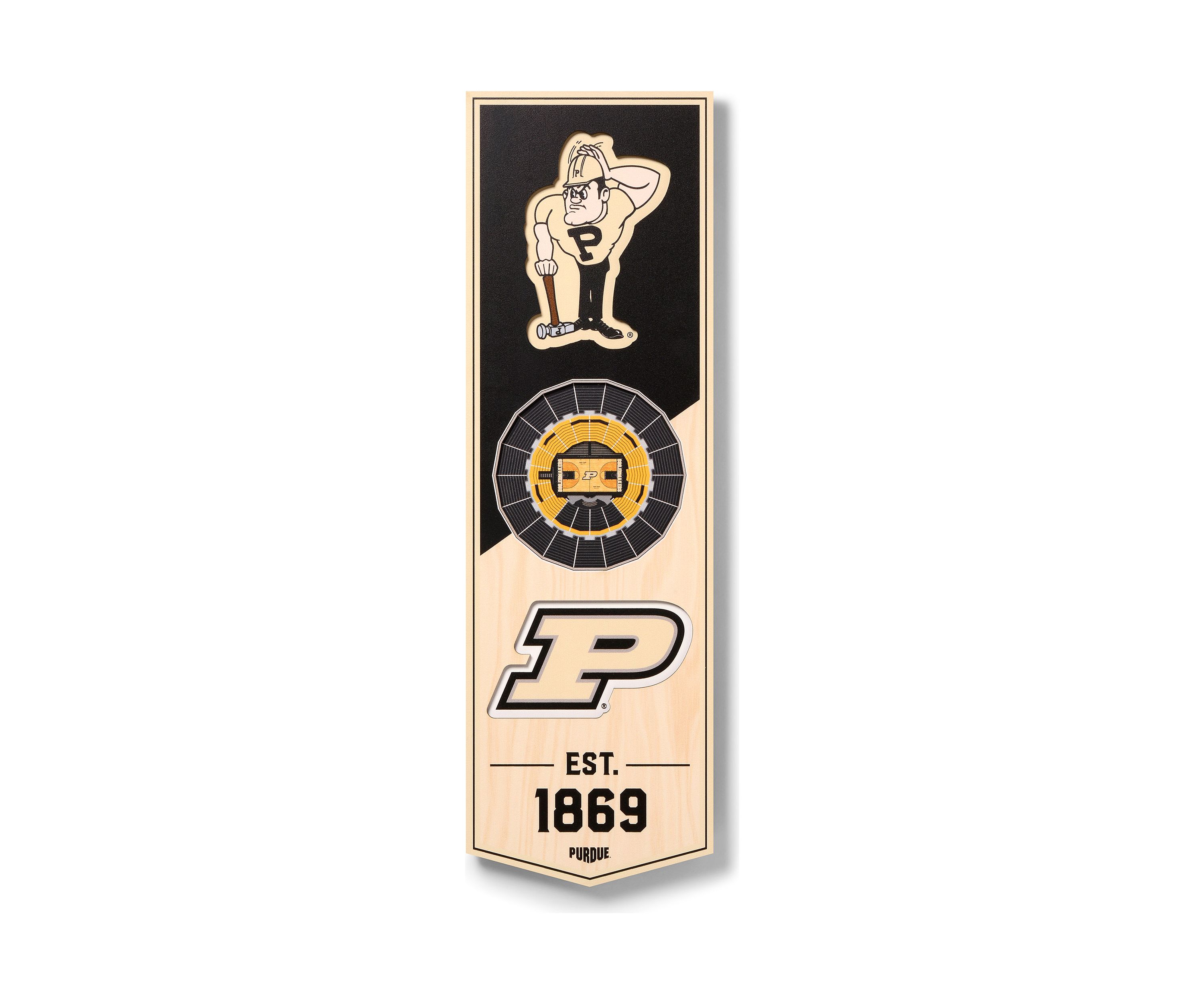 YouTheFan NCAA Purdue Boilermakers BB 3D Stadium 6x19 Banner - Mackey Arena