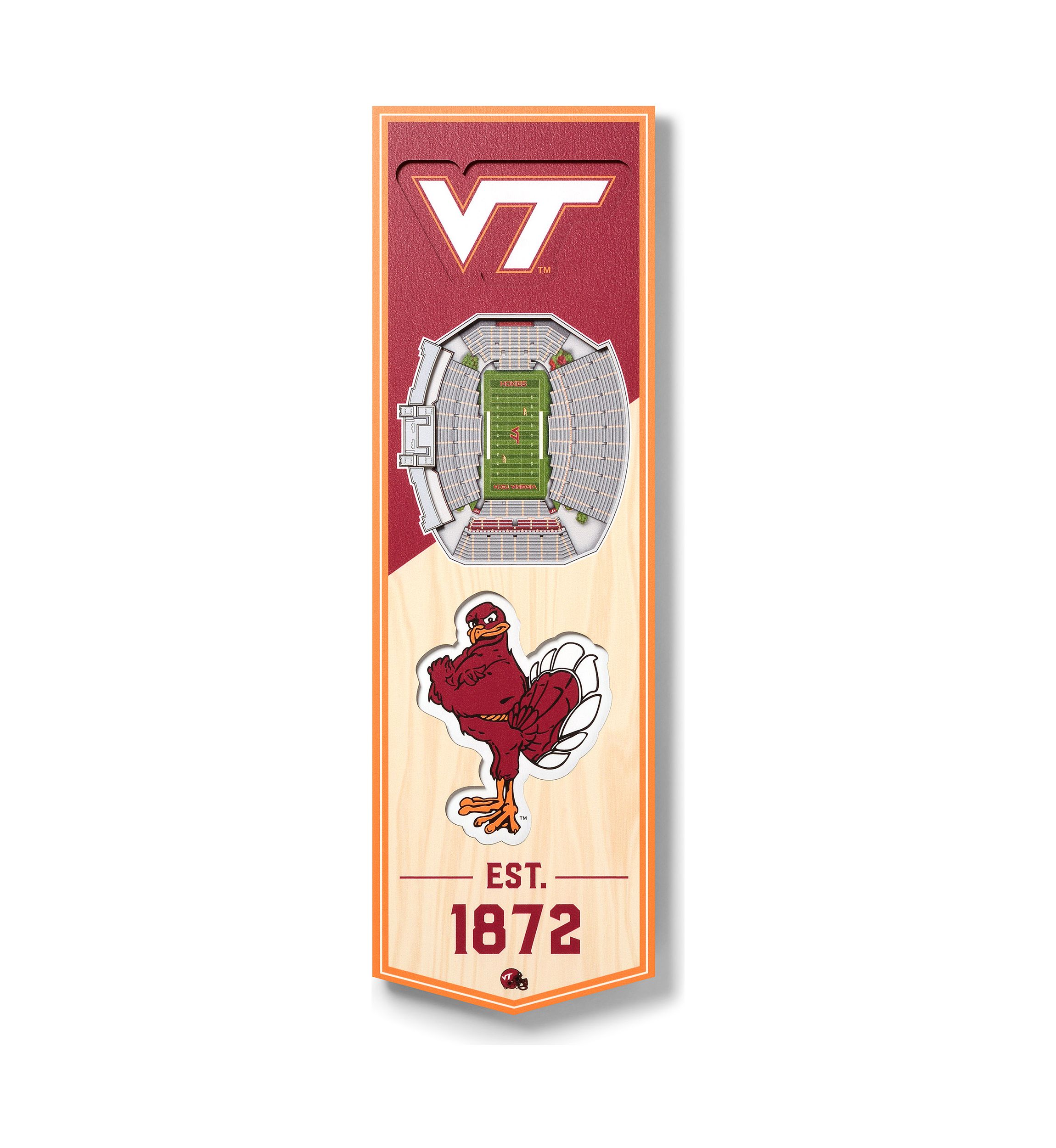 YouTheFan NCAA Virginia Tech Hokies 3D Stadium 6x19 Banner - Lane Stadium Worsham Field