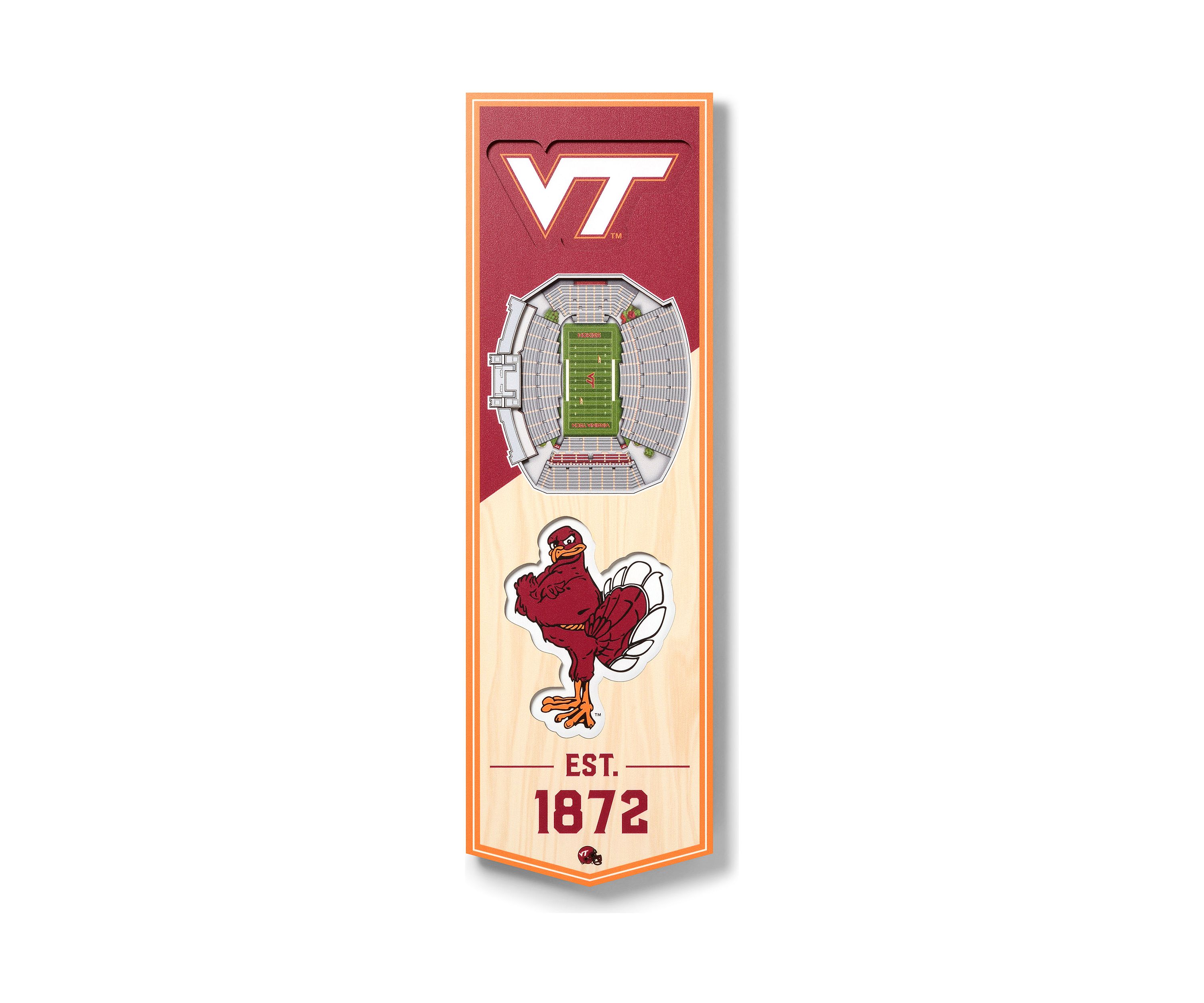 YouTheFan NCAA Virginia Tech Hokies 3D Stadium 6x19 Banner - Lane Stadium Worsham Field