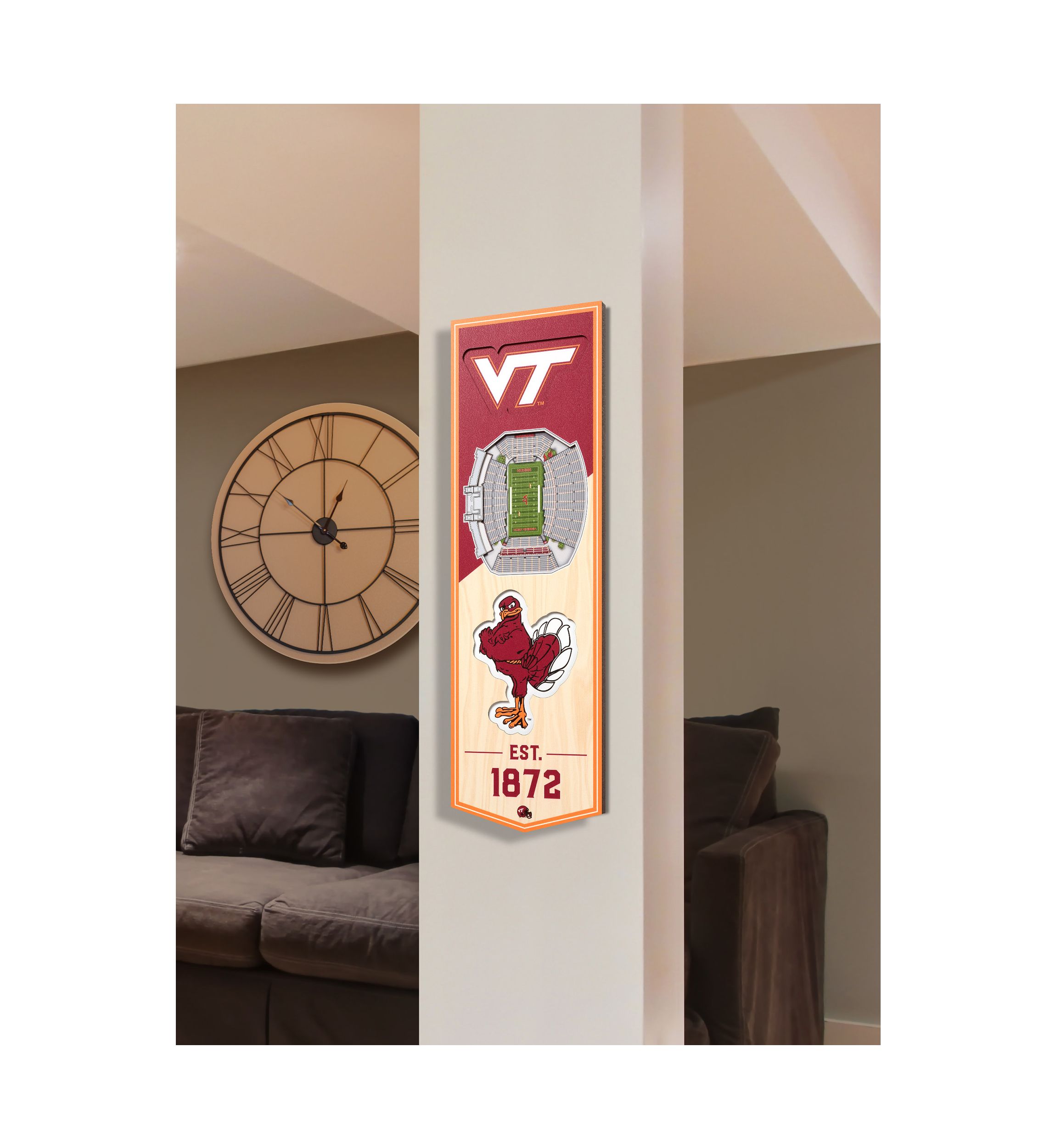 YouTheFan NCAA Virginia Tech Hokies 3D Stadium 6x19 Banner - Lane Stadium Worsham Field