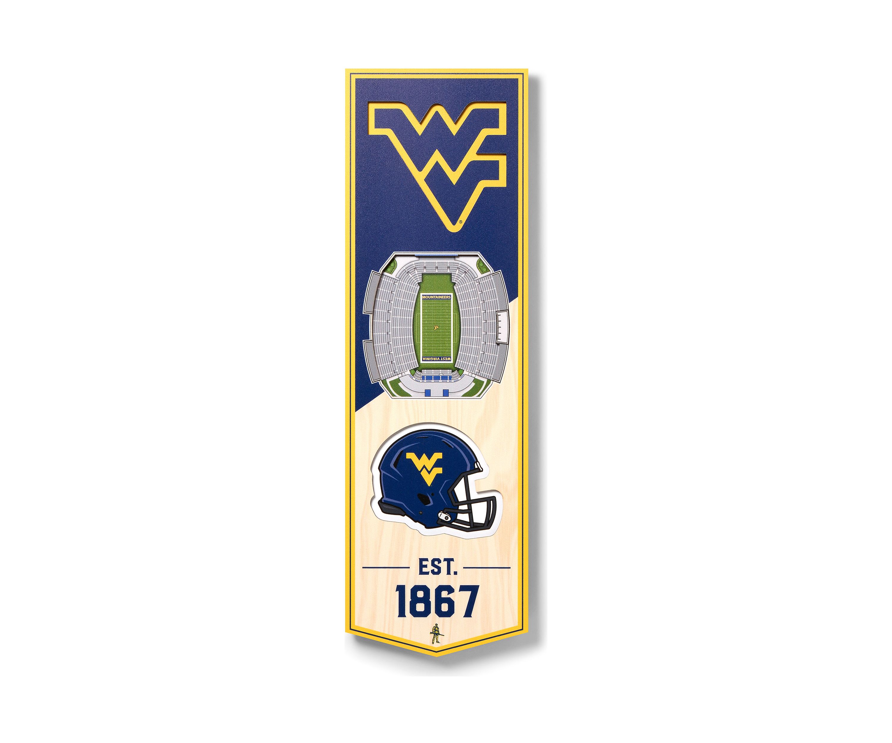 YouTheFan NCAA West Virginia Mountaineers FB 3D Stadium 6x19 Banner - Milan Puskar Stadium