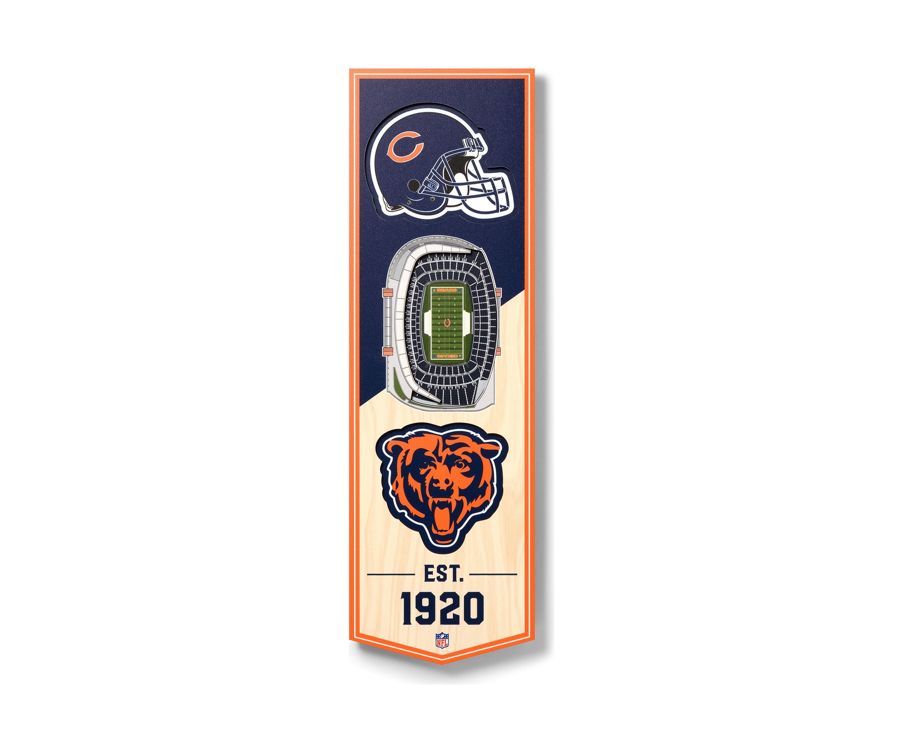 YouTheFan NFL Chicago Bears 3D Stadium 6x19 Banner - Soldier Field