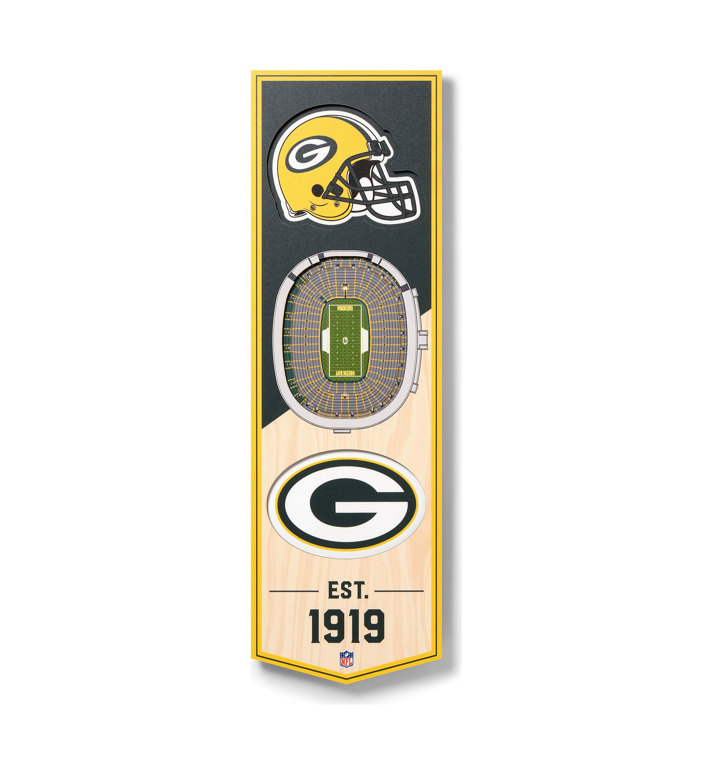YouTheFan NFL Green Bay Packers 3D Stadium 6x19 Banner - Lambeau Field