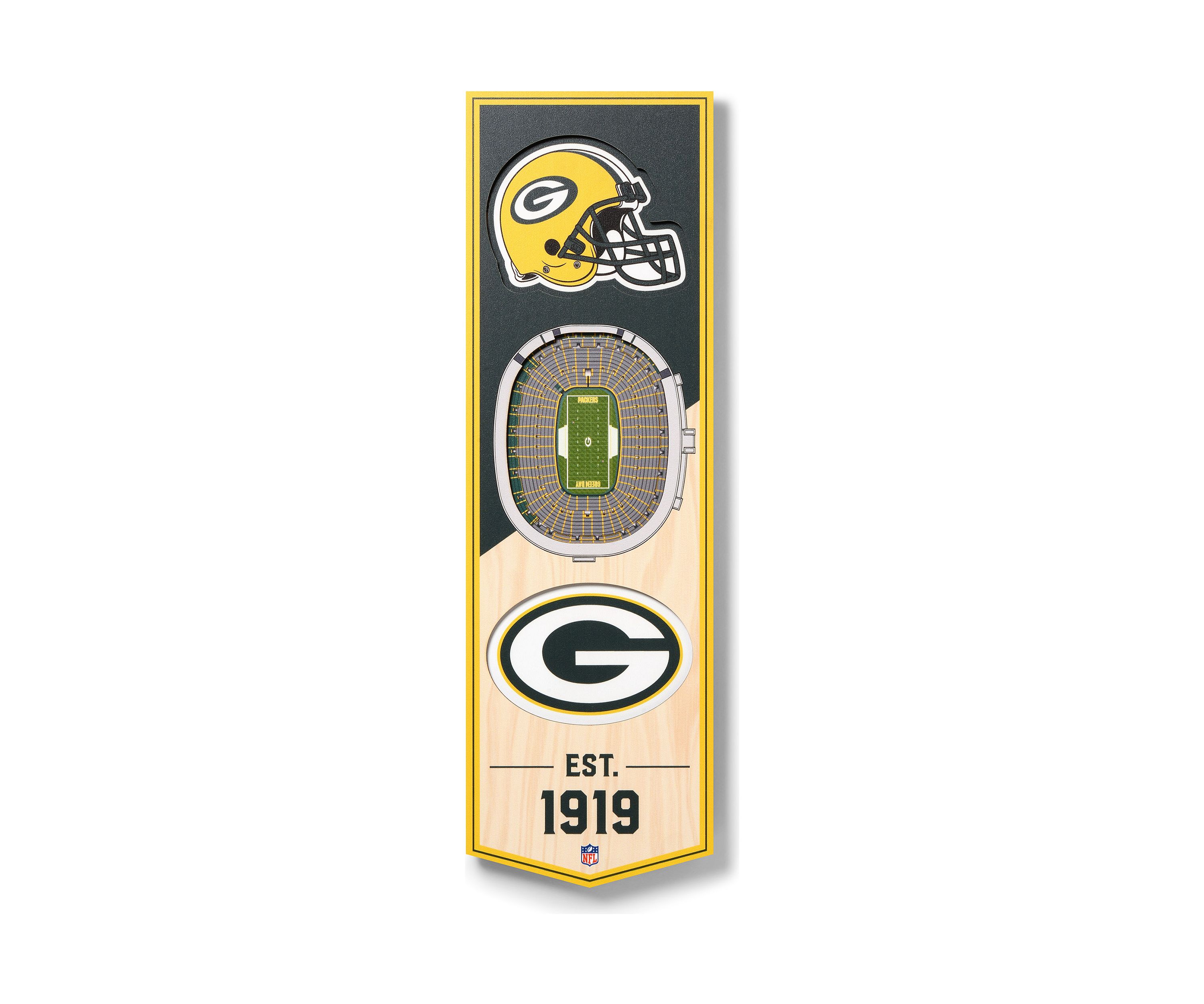 YouTheFan NFL Green Bay Packers 3D Stadium 6x19 Banner - Lambeau Field