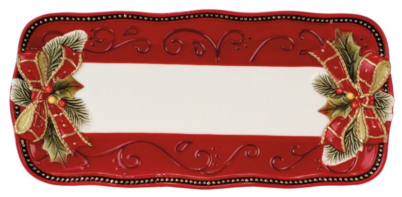 Damask Holiday Bread Tray