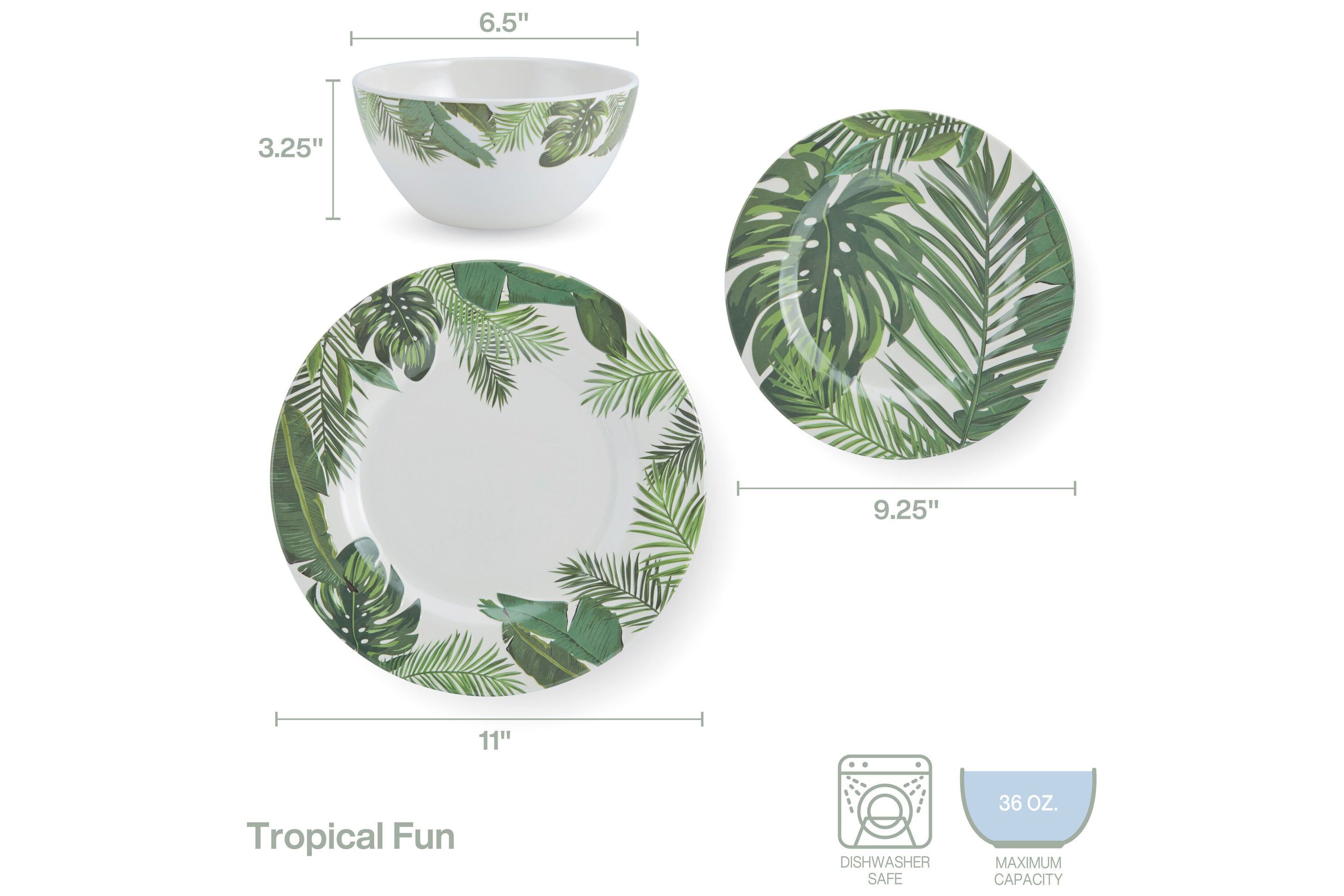 Tropical Fun 12-Piece Dinnerware Set, Service for 4