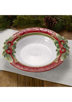 Fitz and Floyd Holiday Home 16-in Large Serve Bowl, Red, Serving Bowl -  0885991214656