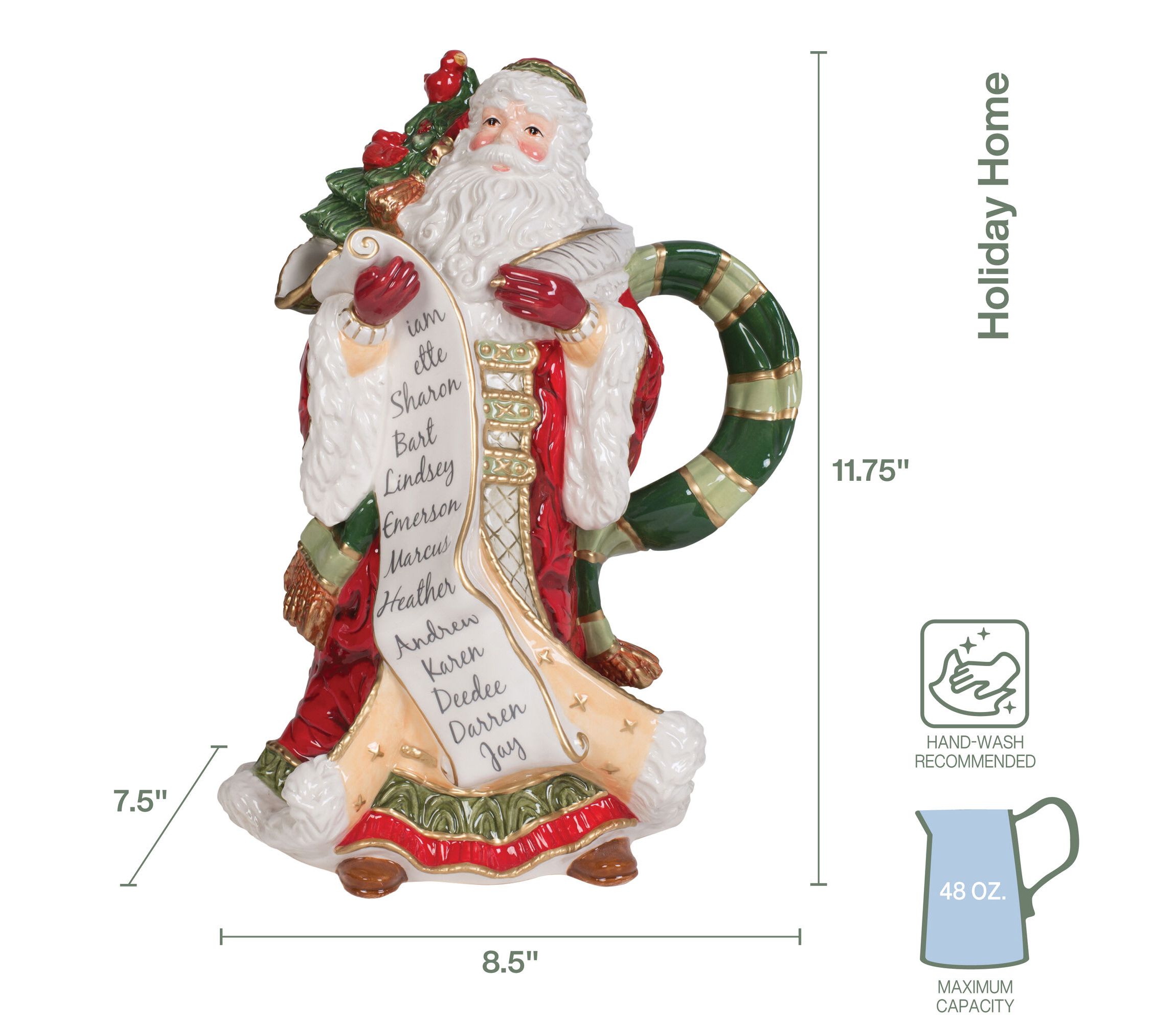 Holiday Home 11.75-in Santa Pitcher