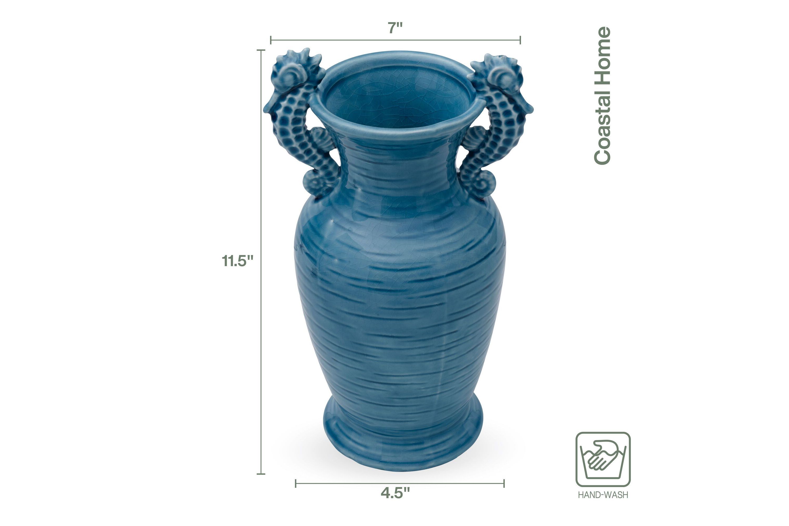 Coastal Home Seahorse Vase w/handles