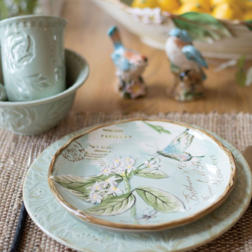 Toulouse Butterfly Accent Plate, Green, Set of 4