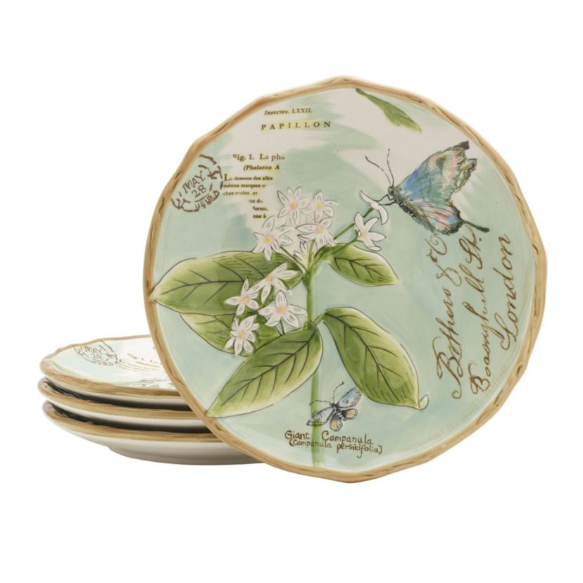 Toulouse Butterfly Accent Plate, Green, Set of 4