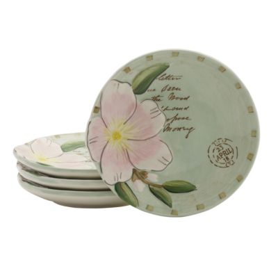 Fitz and Floyd Toulouse Set of 4 Appetizer Plate, Green -  0885991236801