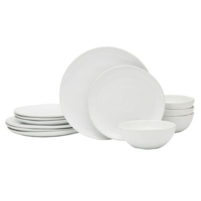 Fitz and Floyd Everyday White by Organic 12 Piece Dinnerware Set, Service for 4
