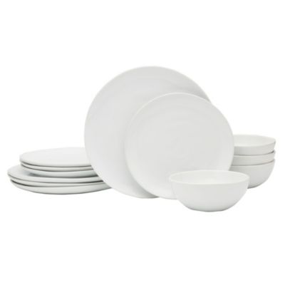 Fitz And Floyd Everyday White By Organic 12 Piece Dinnerware Set, Service For 4
