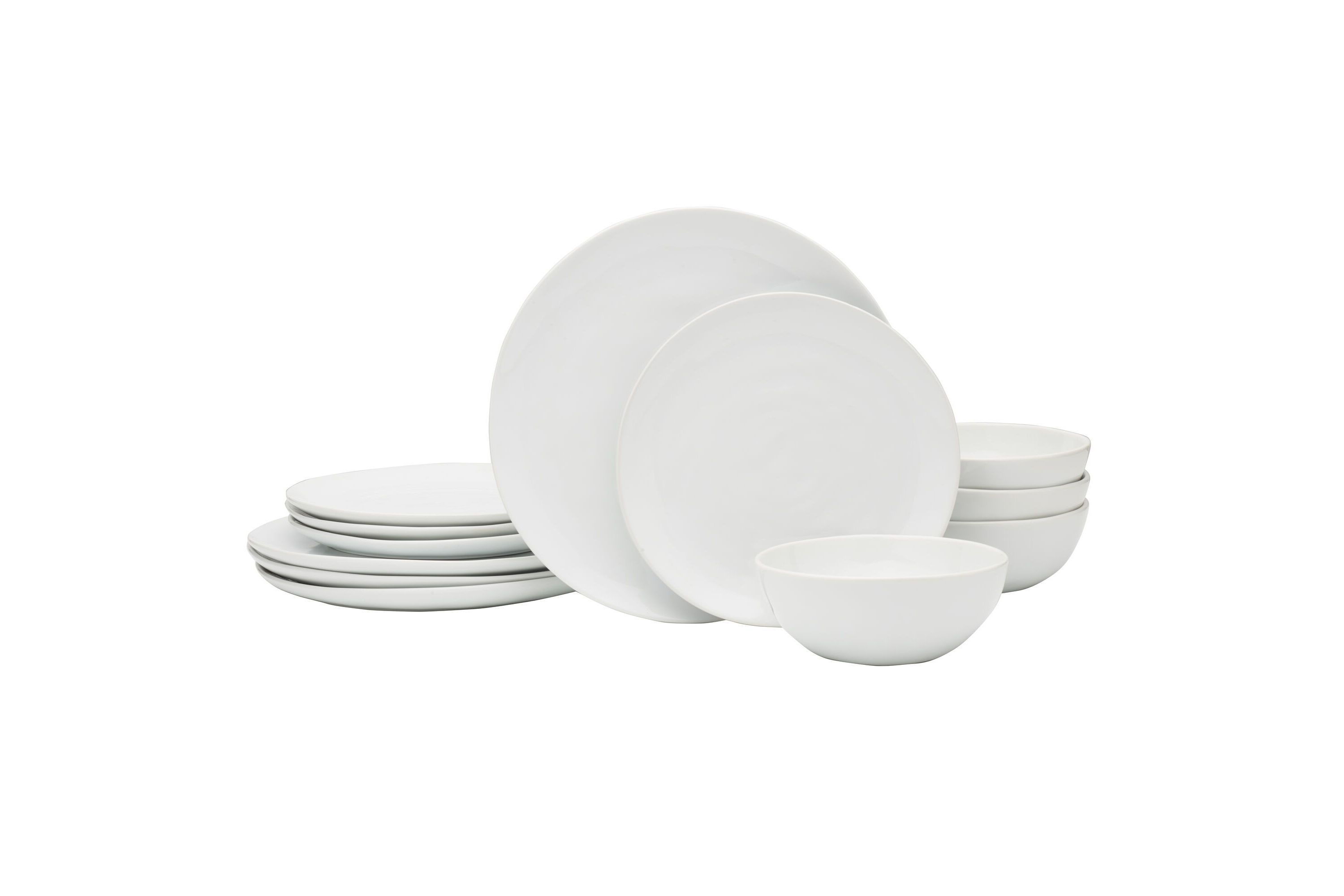 Everyday White by  Organic 12 Piece Dinnerware Set, Service for 4