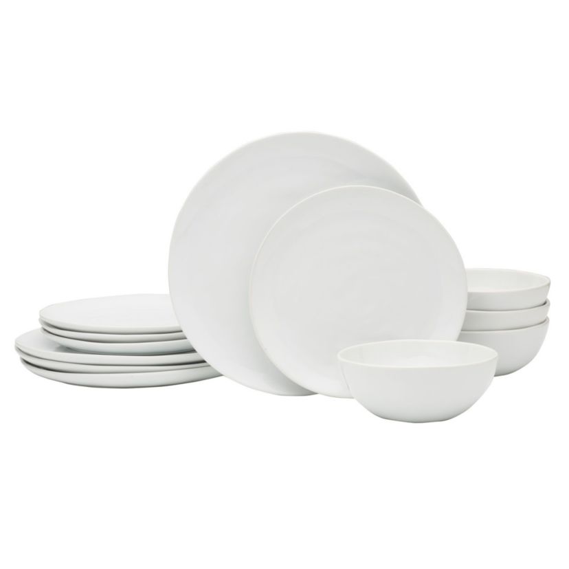 Everyday White by  Organic 12 Piece Dinnerware Set, Service for 4