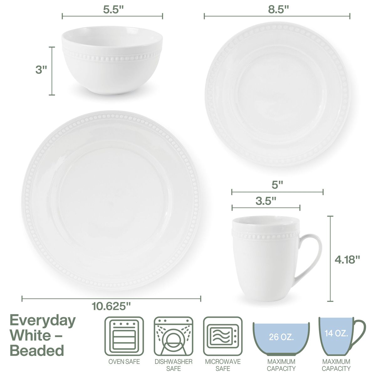 Beaded 16 Piece Dinnerware Set, Service for 4