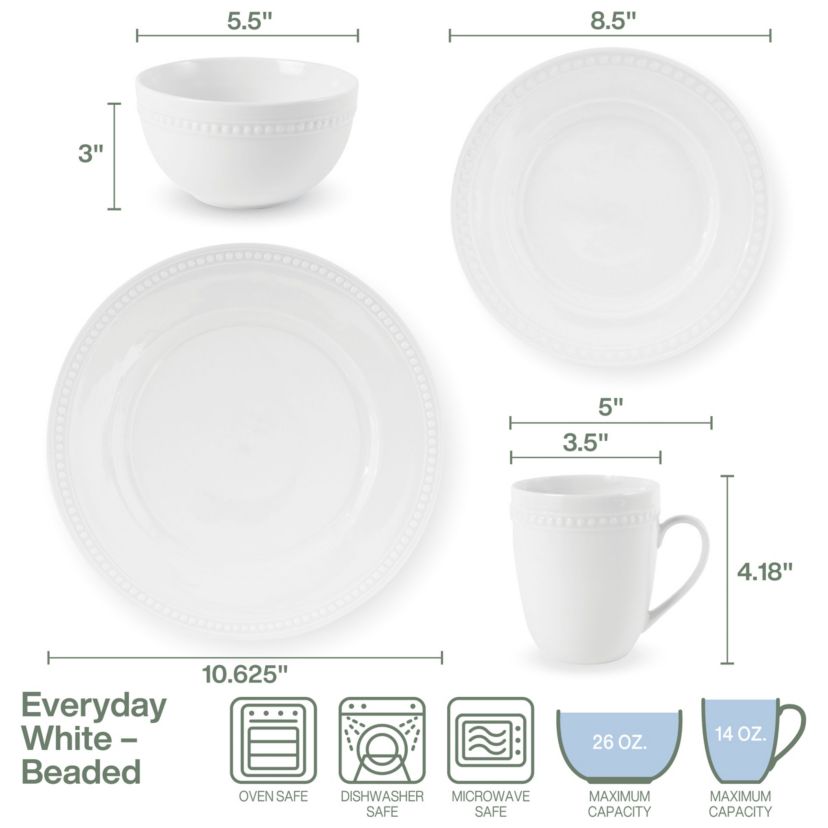 Beaded 16 Piece Dinnerware Set, Service for 4