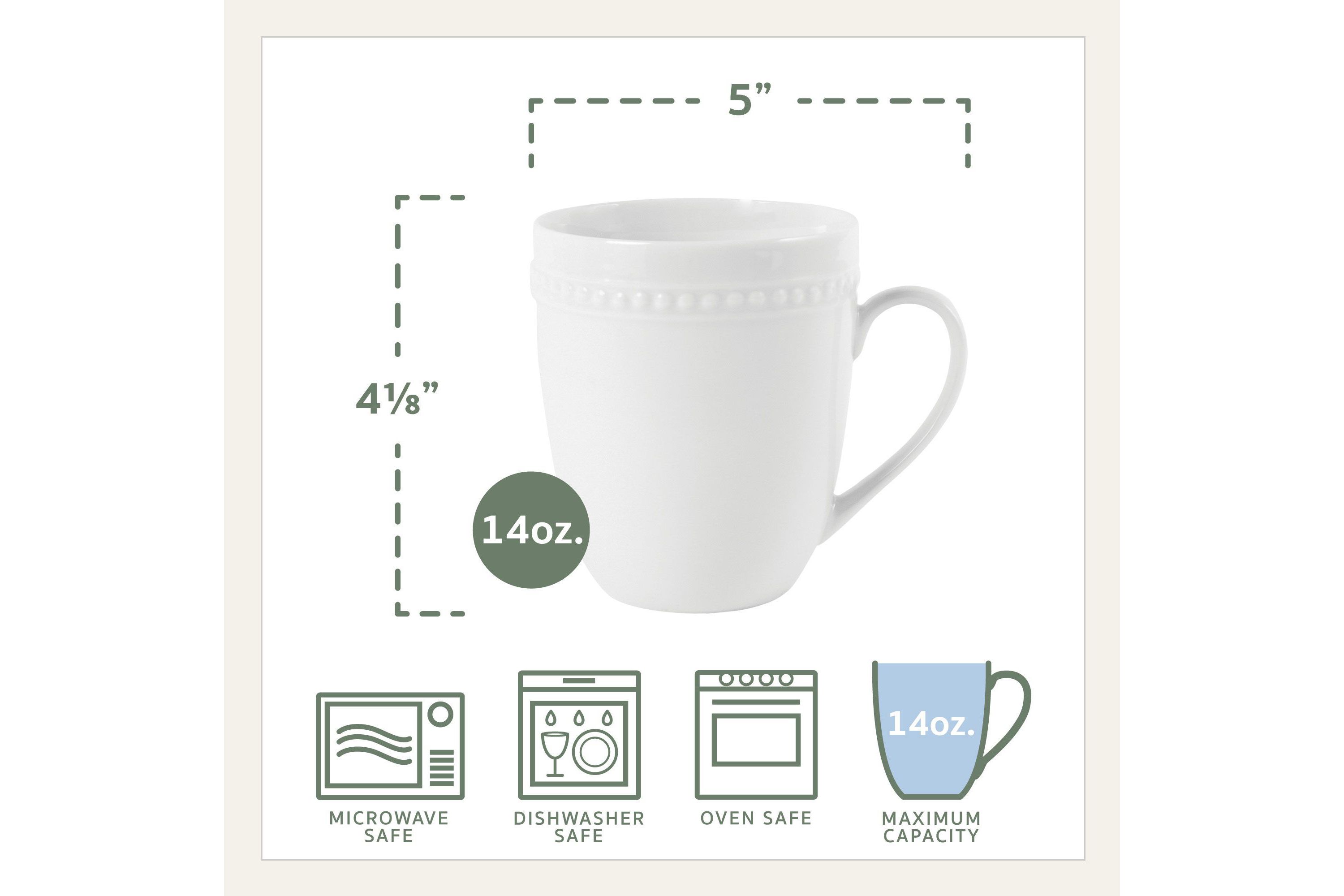 Everyday White by  Beaded 14 Ounce Mugs, Set of 4,