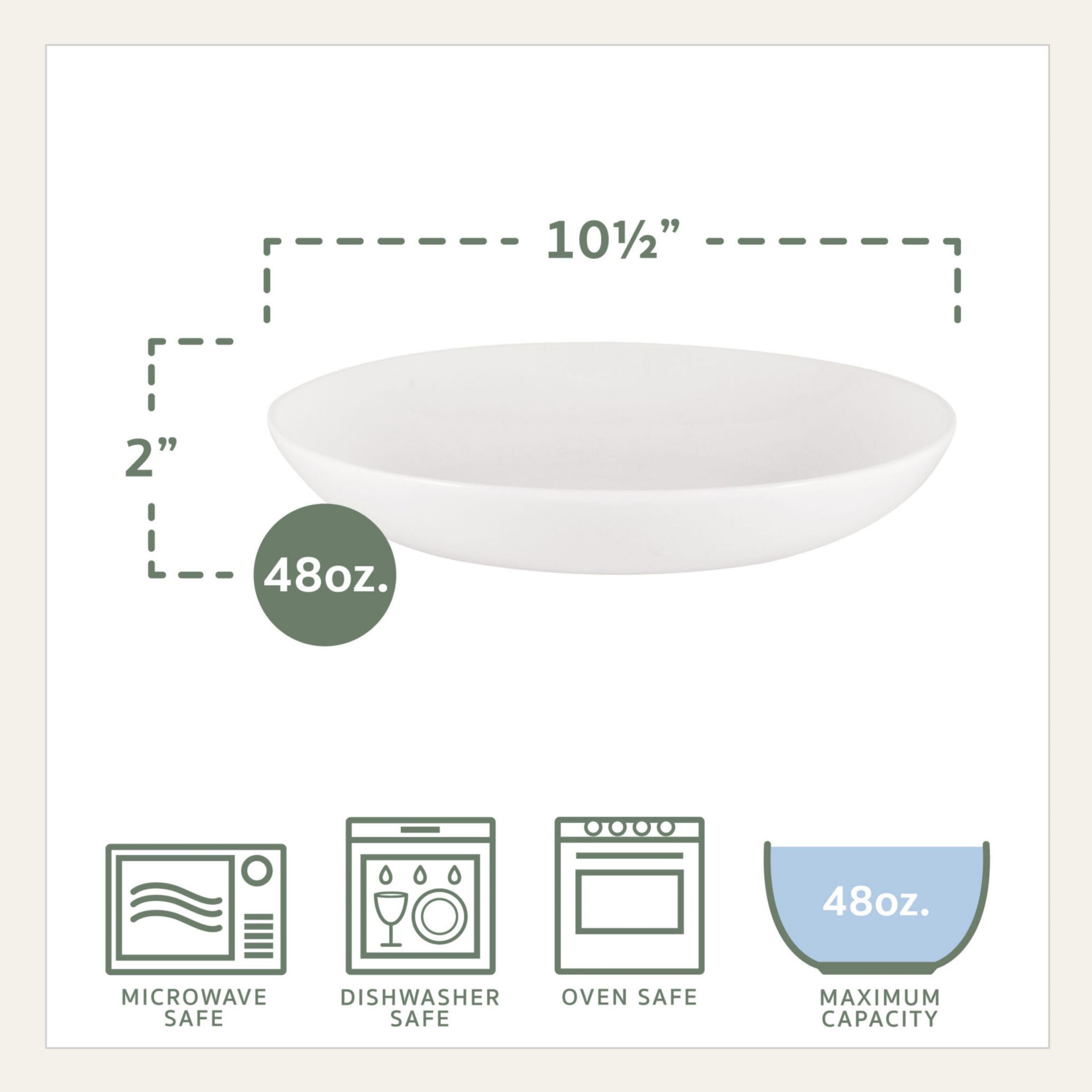 Everyday White Coupe 48 Ounce Dinner Pasta Bowls, Set of 4