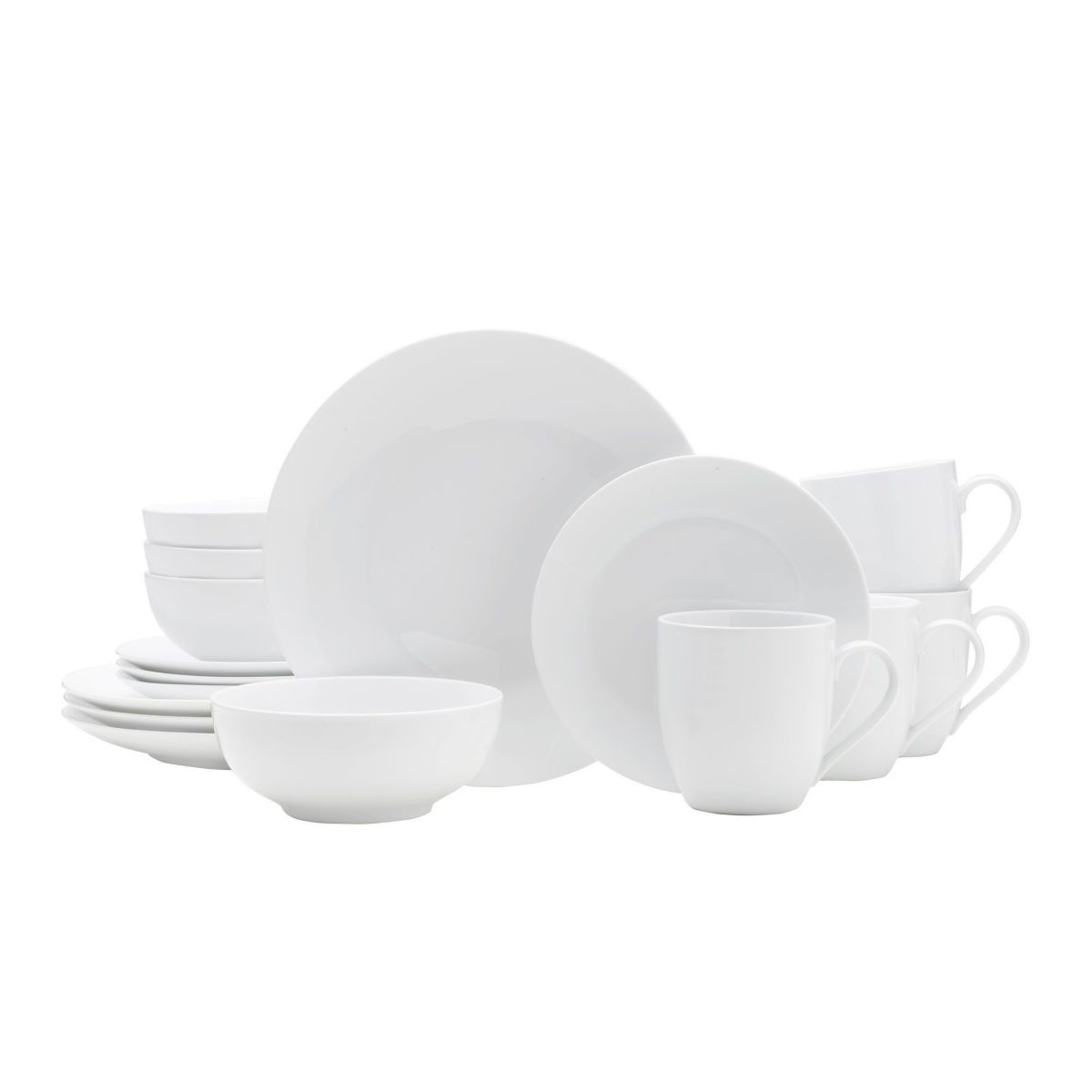 Everyday White Coupe by  16 Piece Dinnerware Set, Service for 4