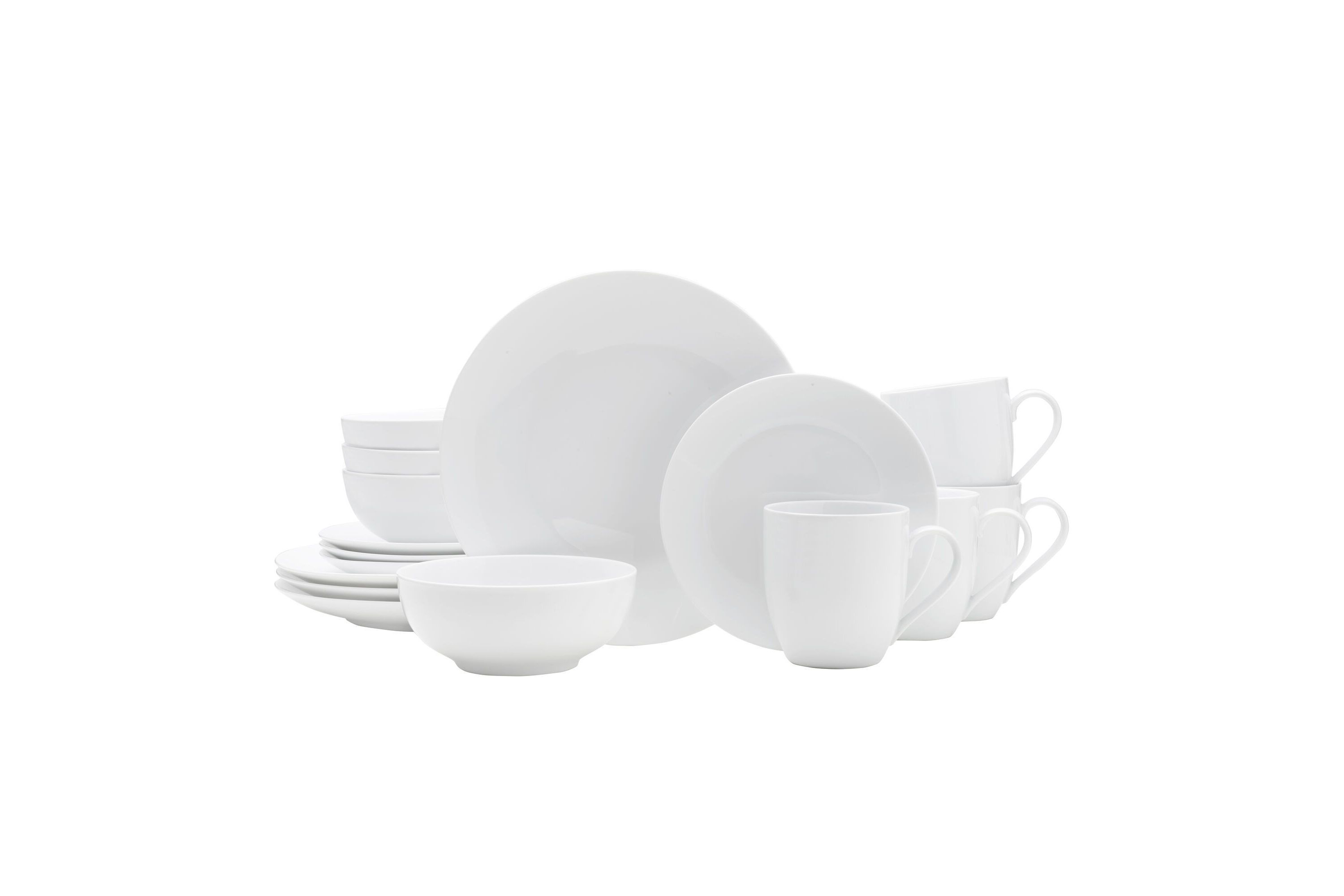 Everyday White Coupe by  16 Piece Dinnerware Set, Service for 4