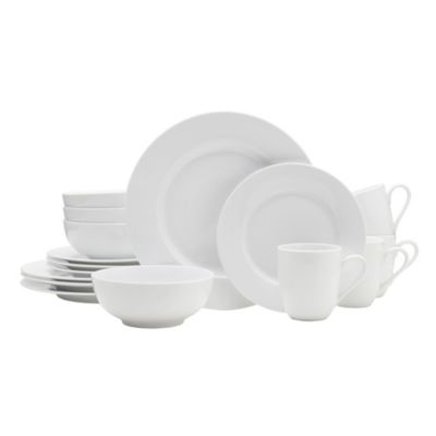 Fitz And Floyd Everyday White By Classic Rim 16 Piece Dinnerware Set, Service For 4