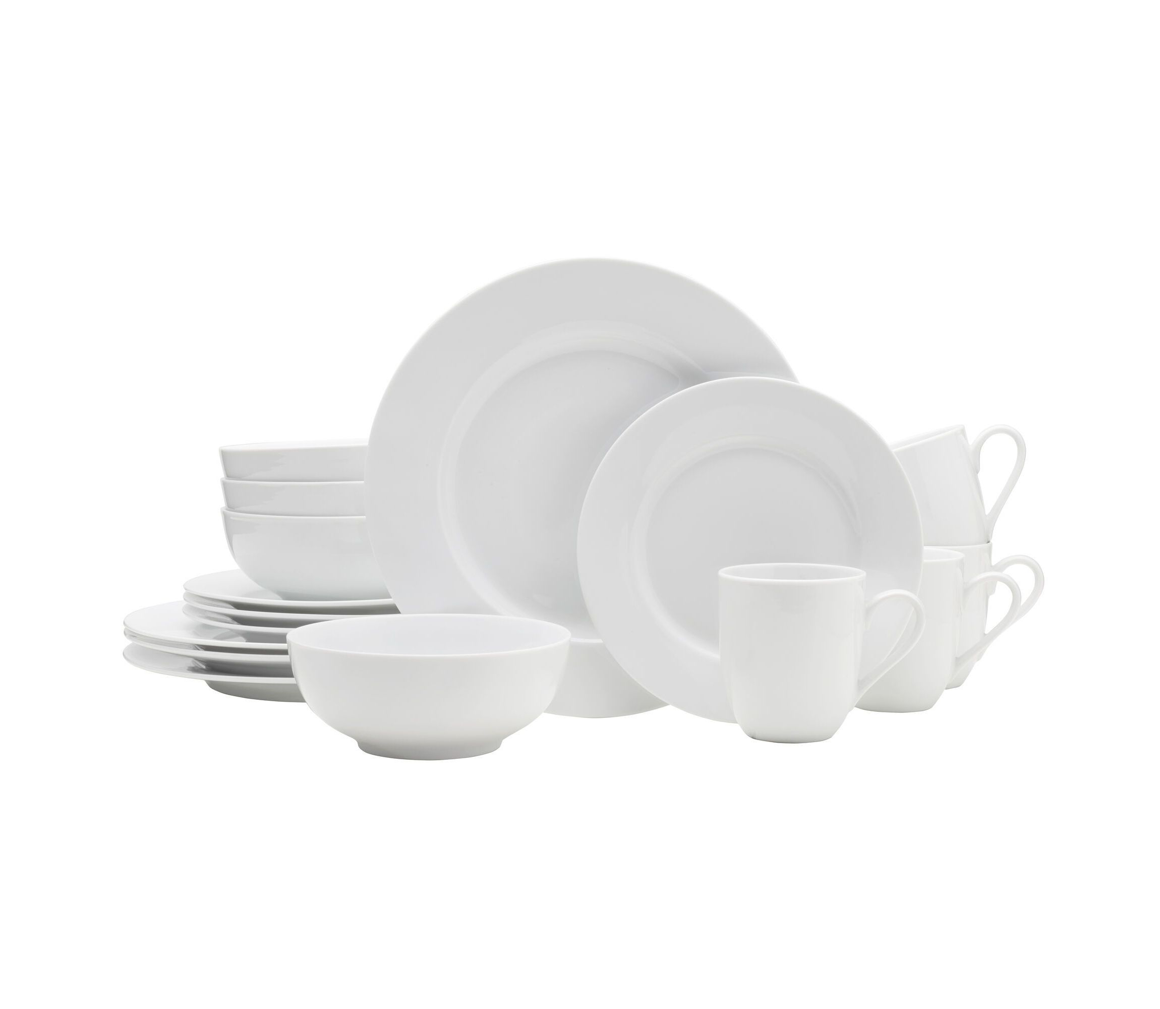 Everyday White by  Classic Rim 16 Piece Dinnerware Set, Service for 4