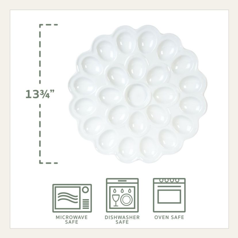Everyday White by  Flower 24 Egg Platter Tray 13.75-Inch