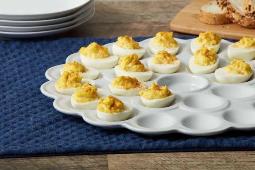 Everyday White by  Flower 24 Egg Platter Tray 13.75-Inch