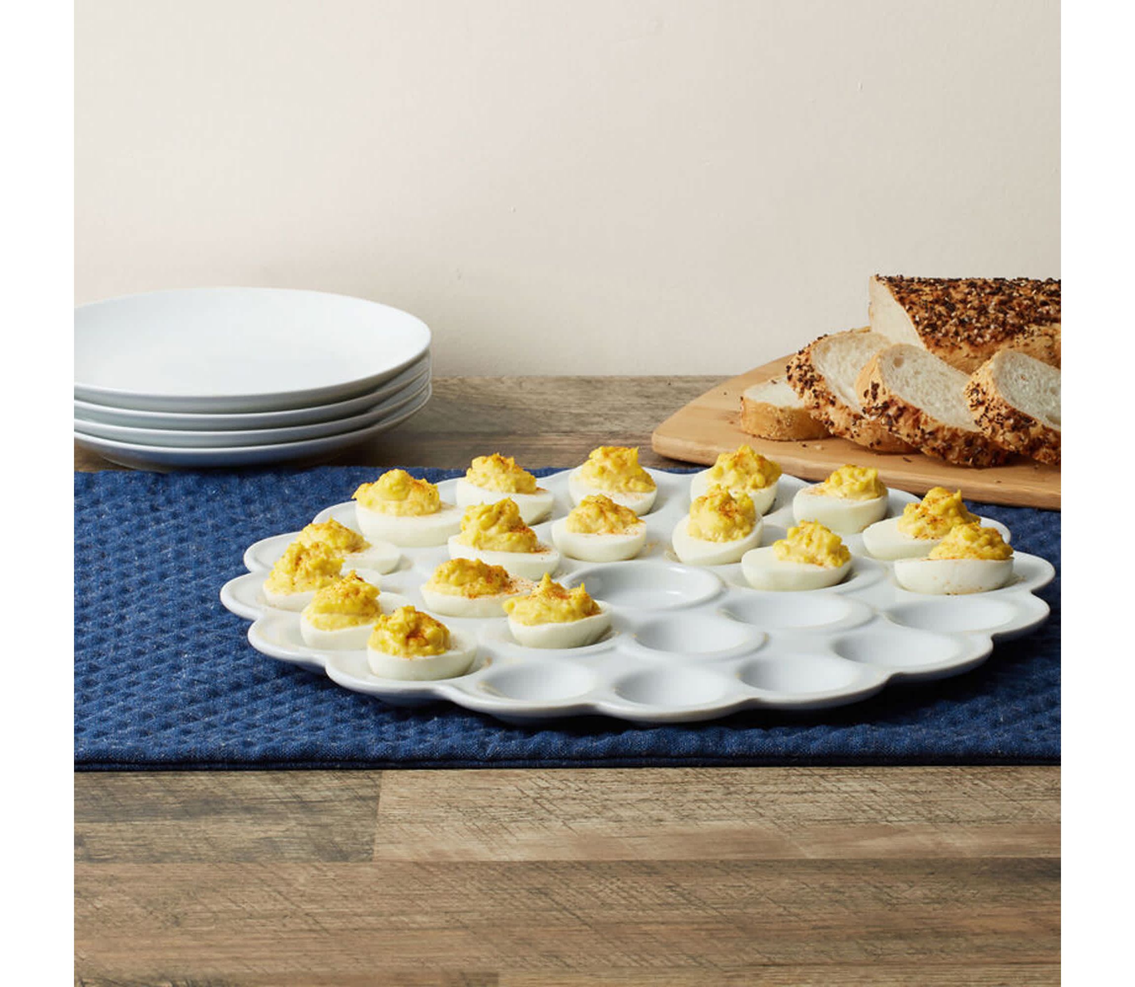 Everyday White by  Flower 24 Egg Platter Tray 13.75-Inch