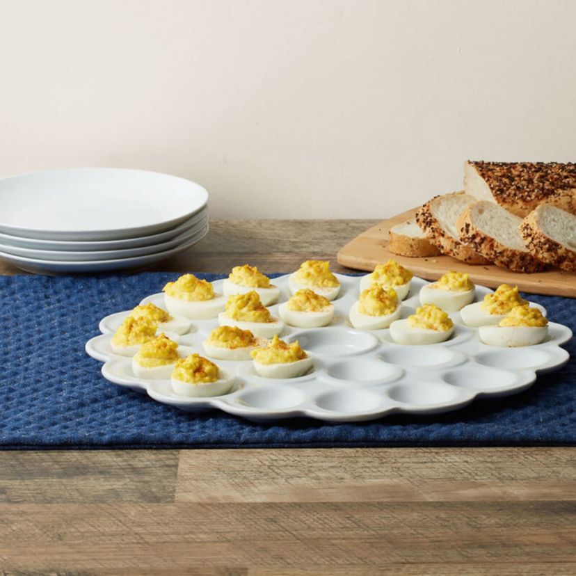 Everyday White by  Flower 24 Egg Platter Tray 13.75-Inch
