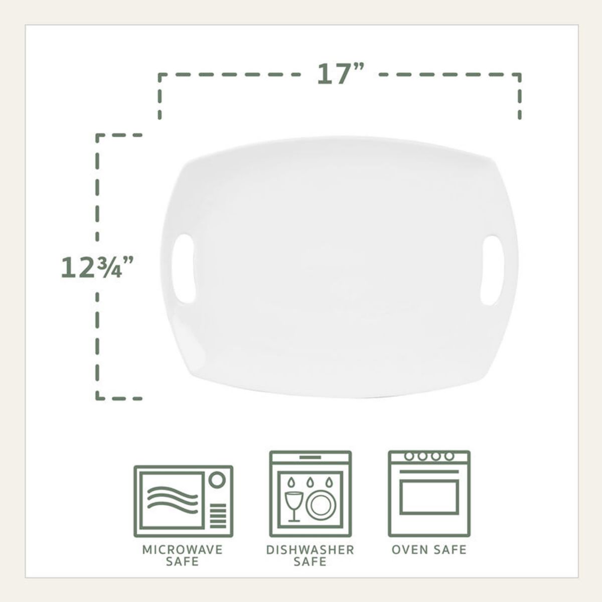 Everyday White Handled Serving Platter, 17-Inch