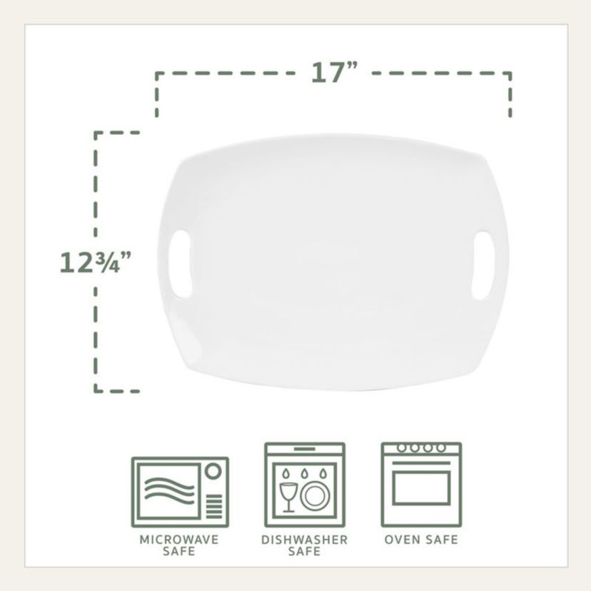 Everyday White Handled Serving Platter, 17-Inch